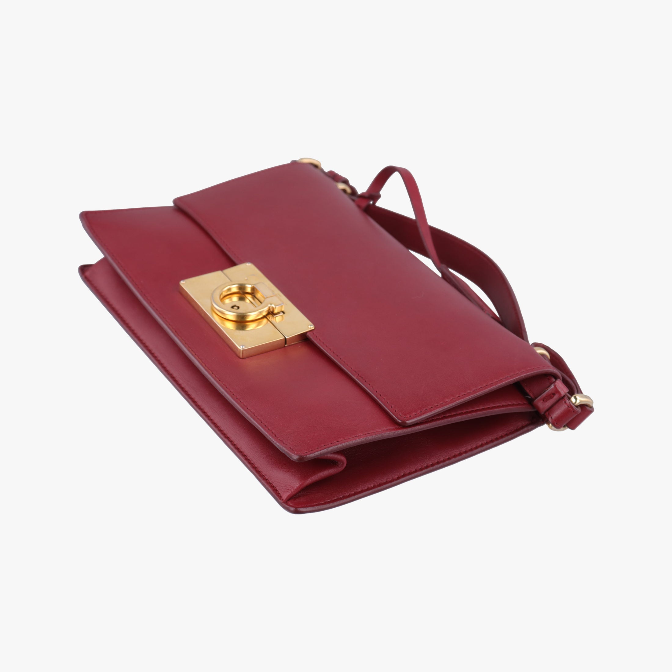 Pre-owned Ferragamo Gancino Burgundy Leather  shoulderbag | stylenewstar