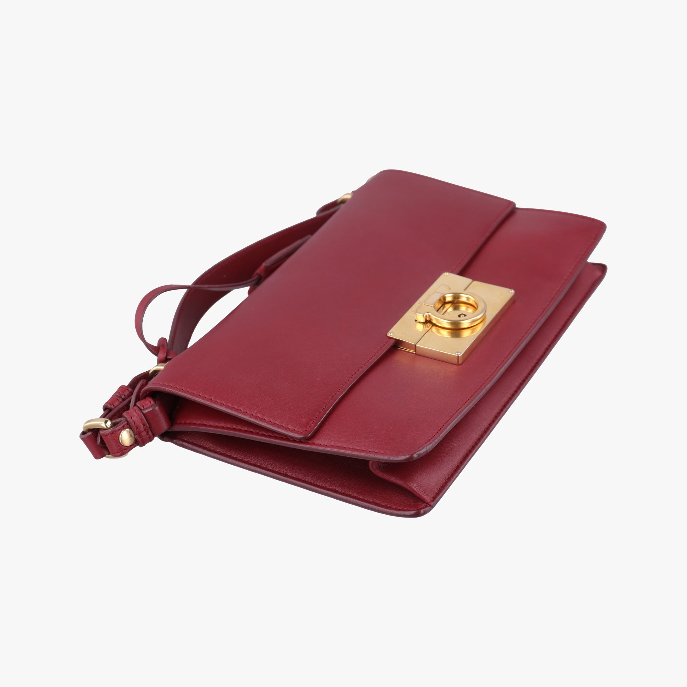 Pre-owned Ferragamo Gancino Burgundy Leather  shoulderbag | stylenewstar