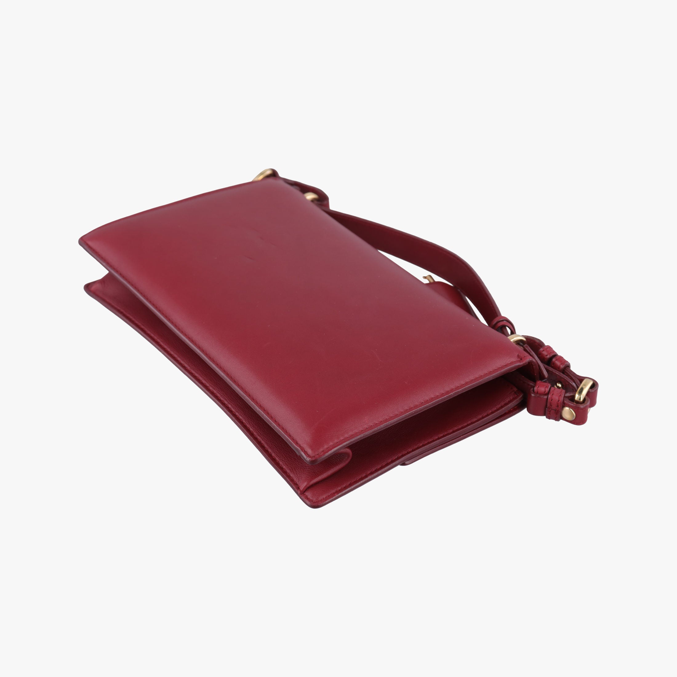 Pre-owned Ferragamo Gancino Burgundy Leather  shoulderbag | stylenewstar