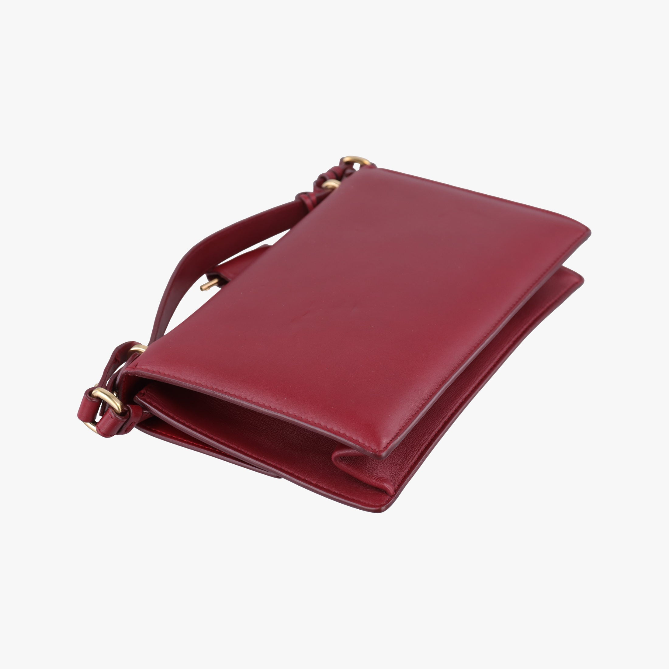 Pre-owned Ferragamo Gancino Burgundy Leather  shoulderbag | stylenewstar