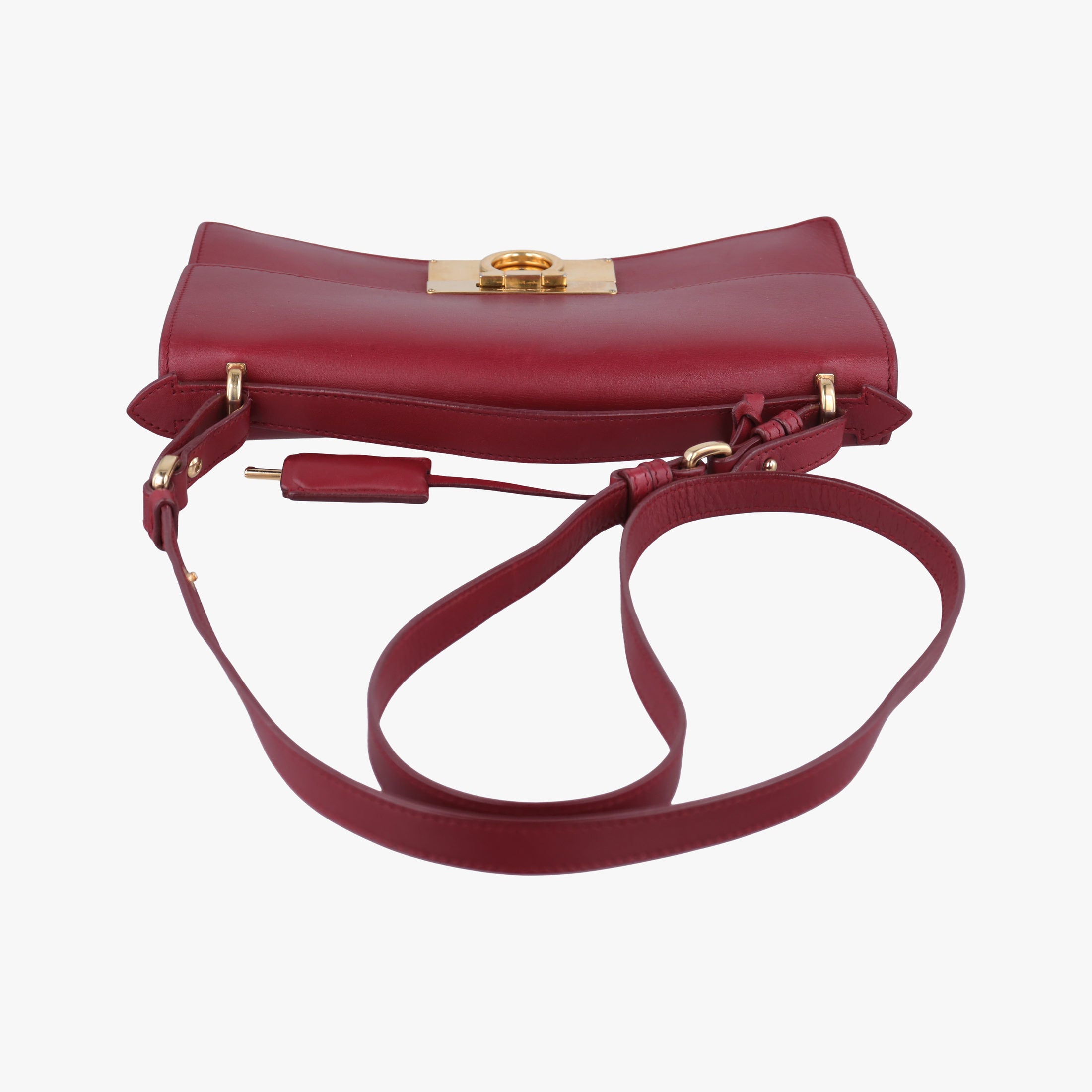 Pre-owned Ferragamo Gancino Burgundy Leather  shoulderbag | stylenewstar