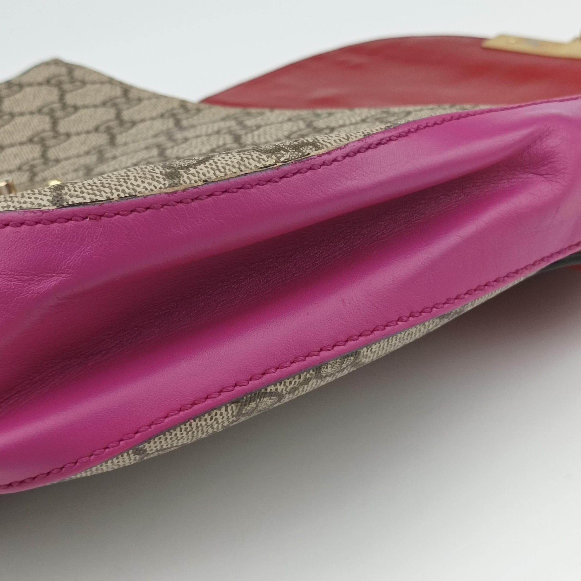 Pre-owned Gucci Padlock Guccissima Beige×Red×Multicolour PVC coated canvas×Leather 453189 shoulderbag | stylenewstar