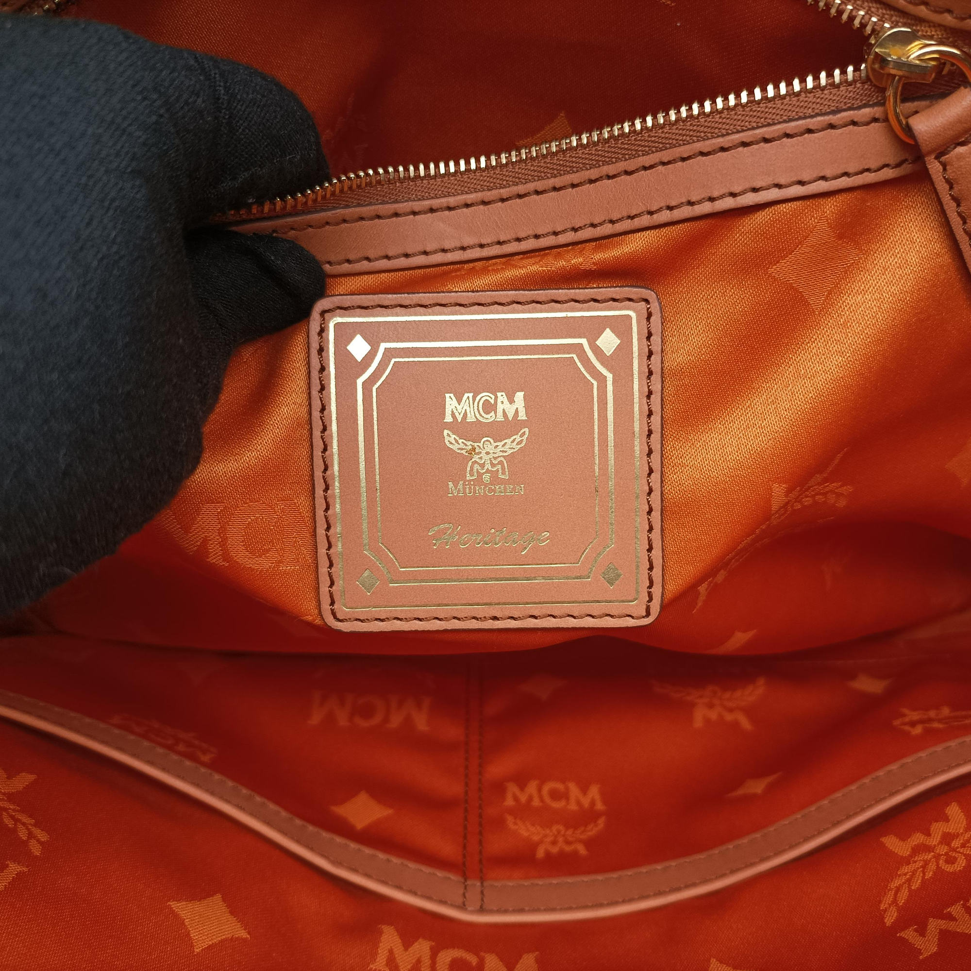 Vintage MCM Logogram business Brown Leather  handbag | stylenewstar