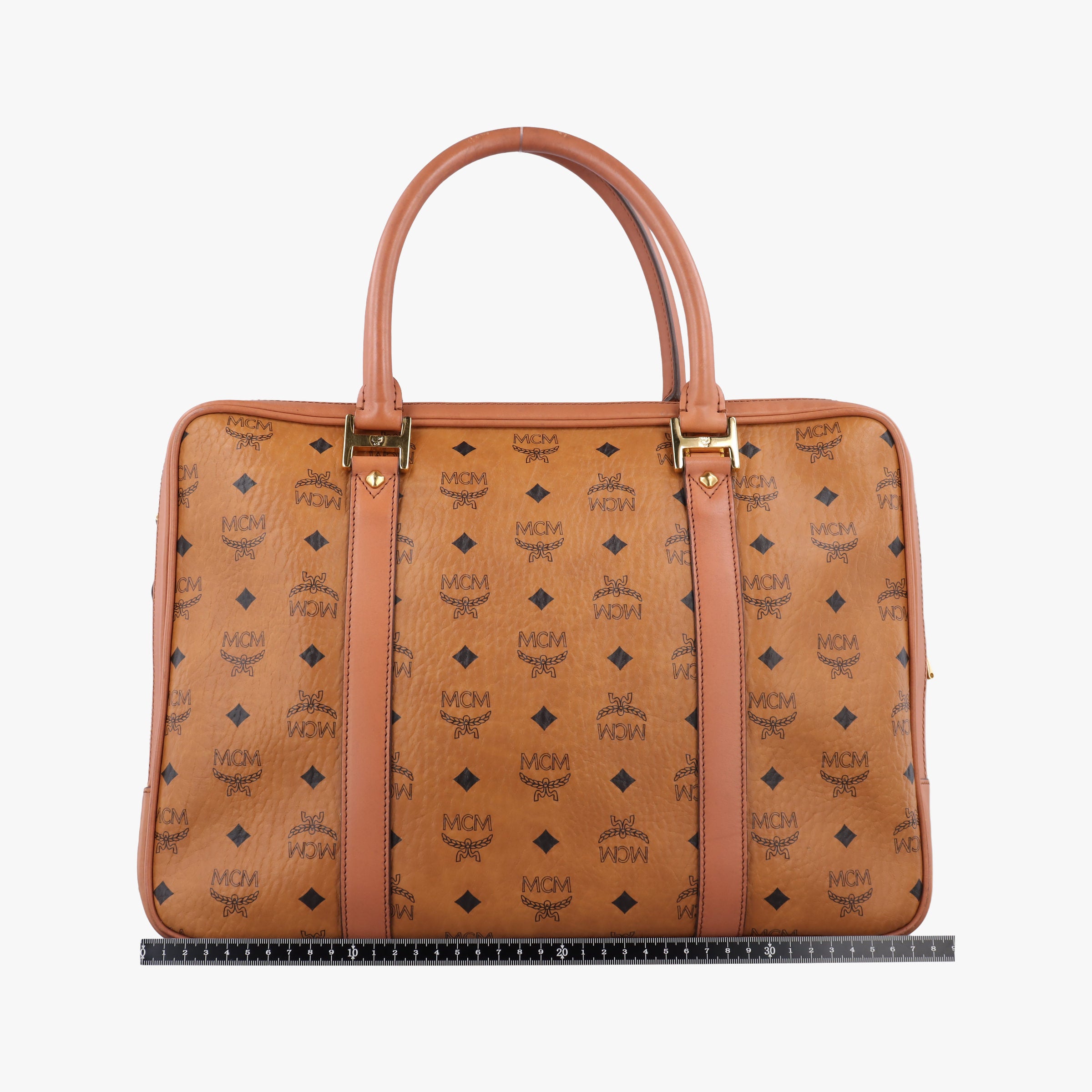 Vintage MCM Logogram business Brown Leather  handbag | stylenewstar