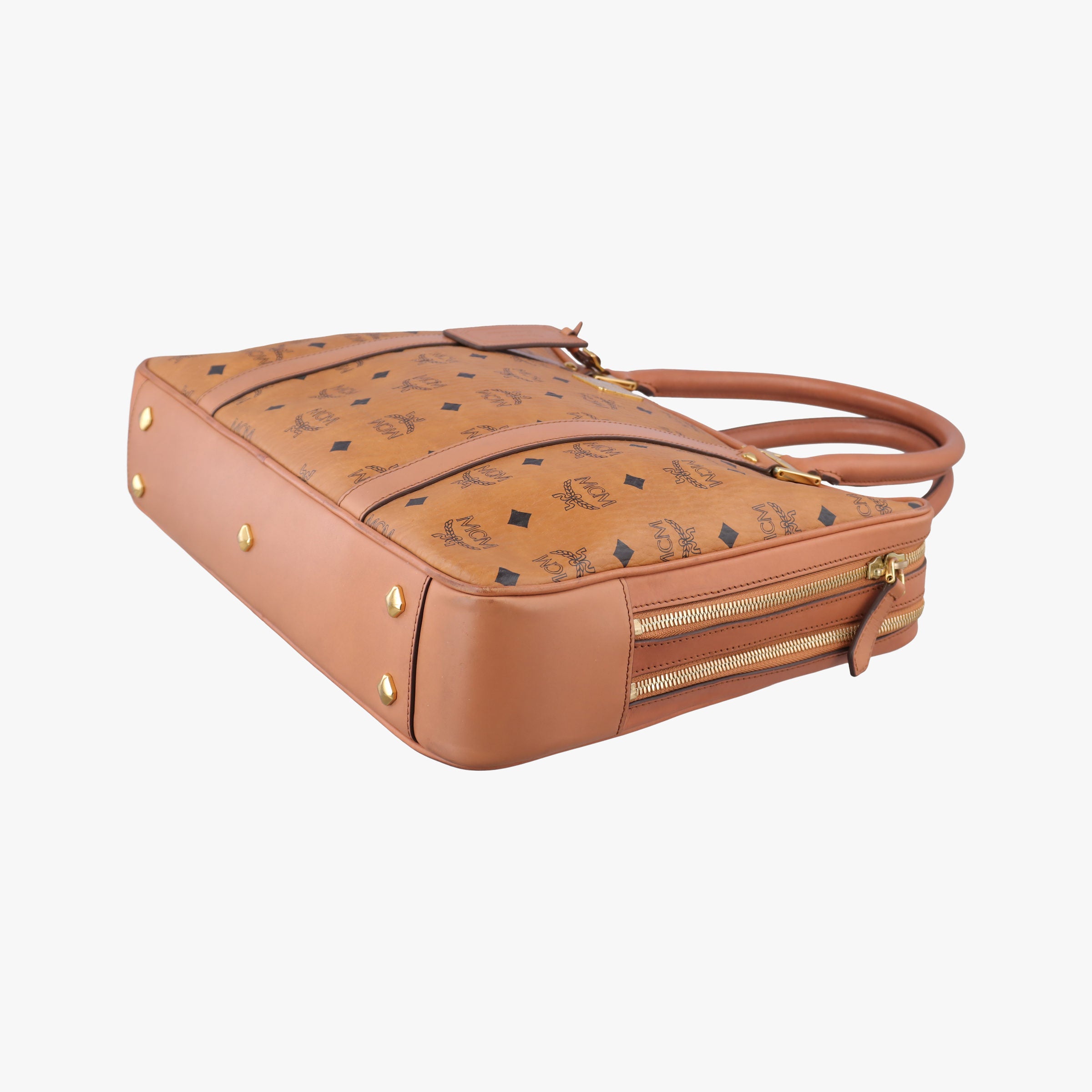 Vintage MCM Logogram business Brown Leather  handbag | stylenewstar