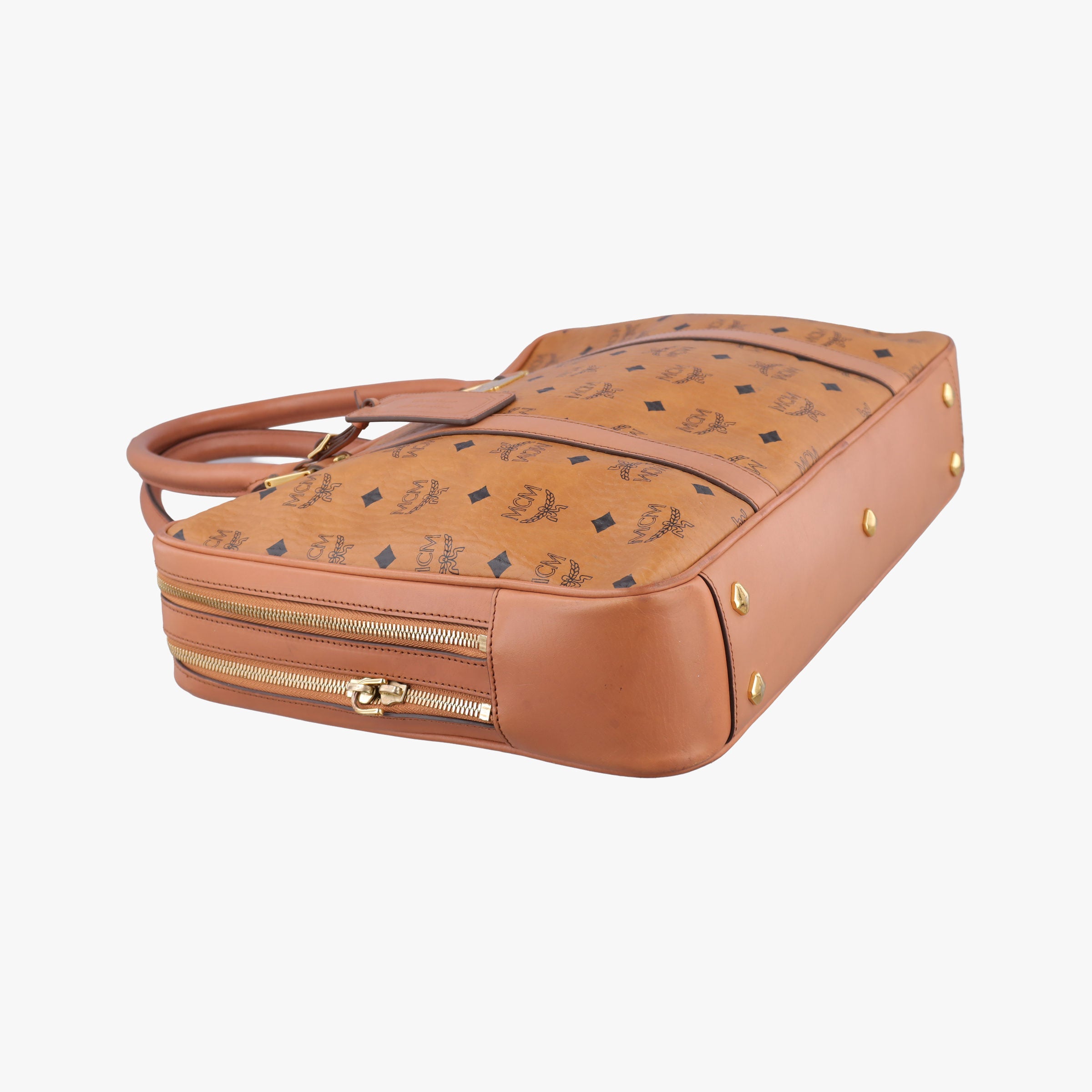 Vintage MCM Logogram business Brown Leather  handbag | stylenewstar
