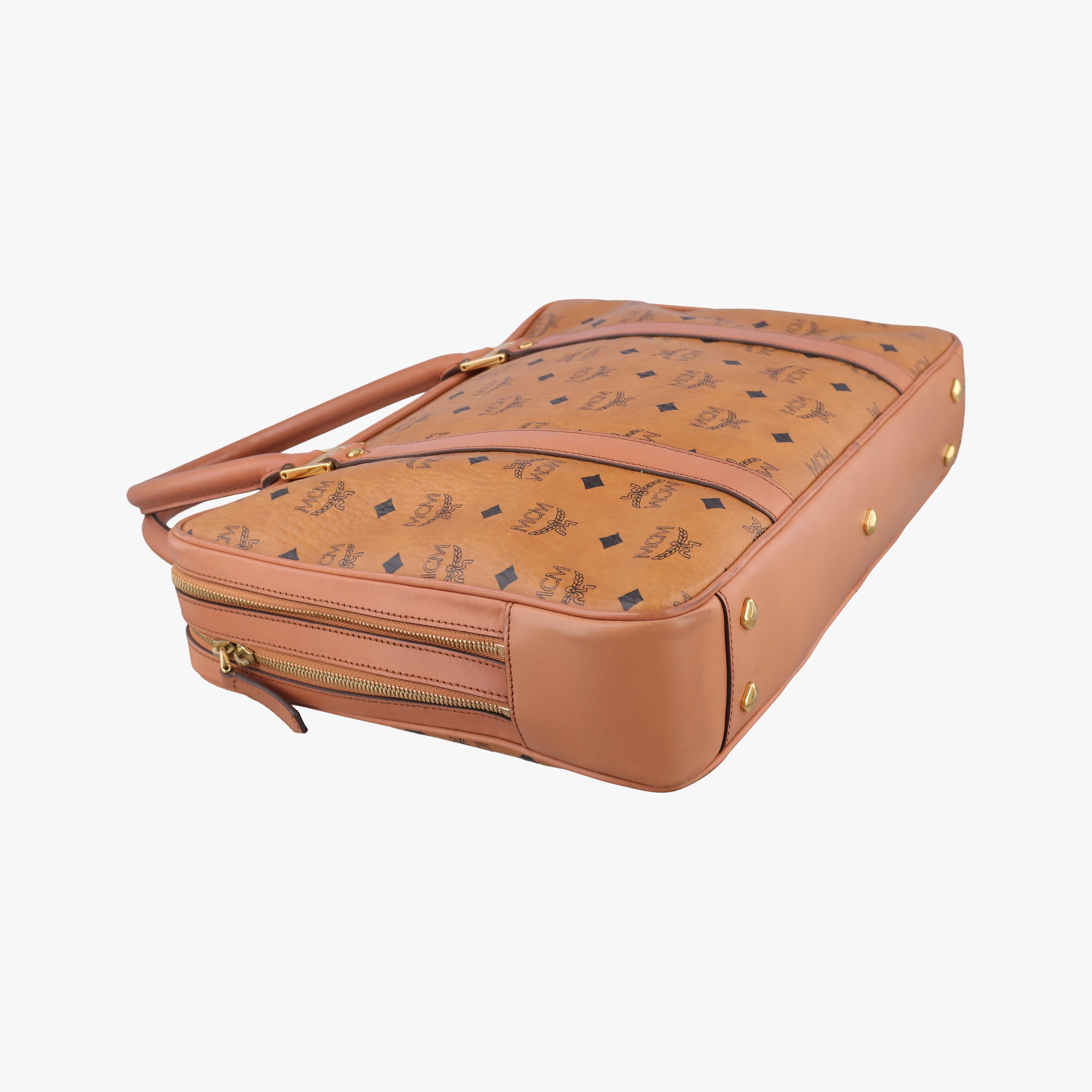 Vintage MCM Logogram business Brown Leather  handbag | stylenewstar