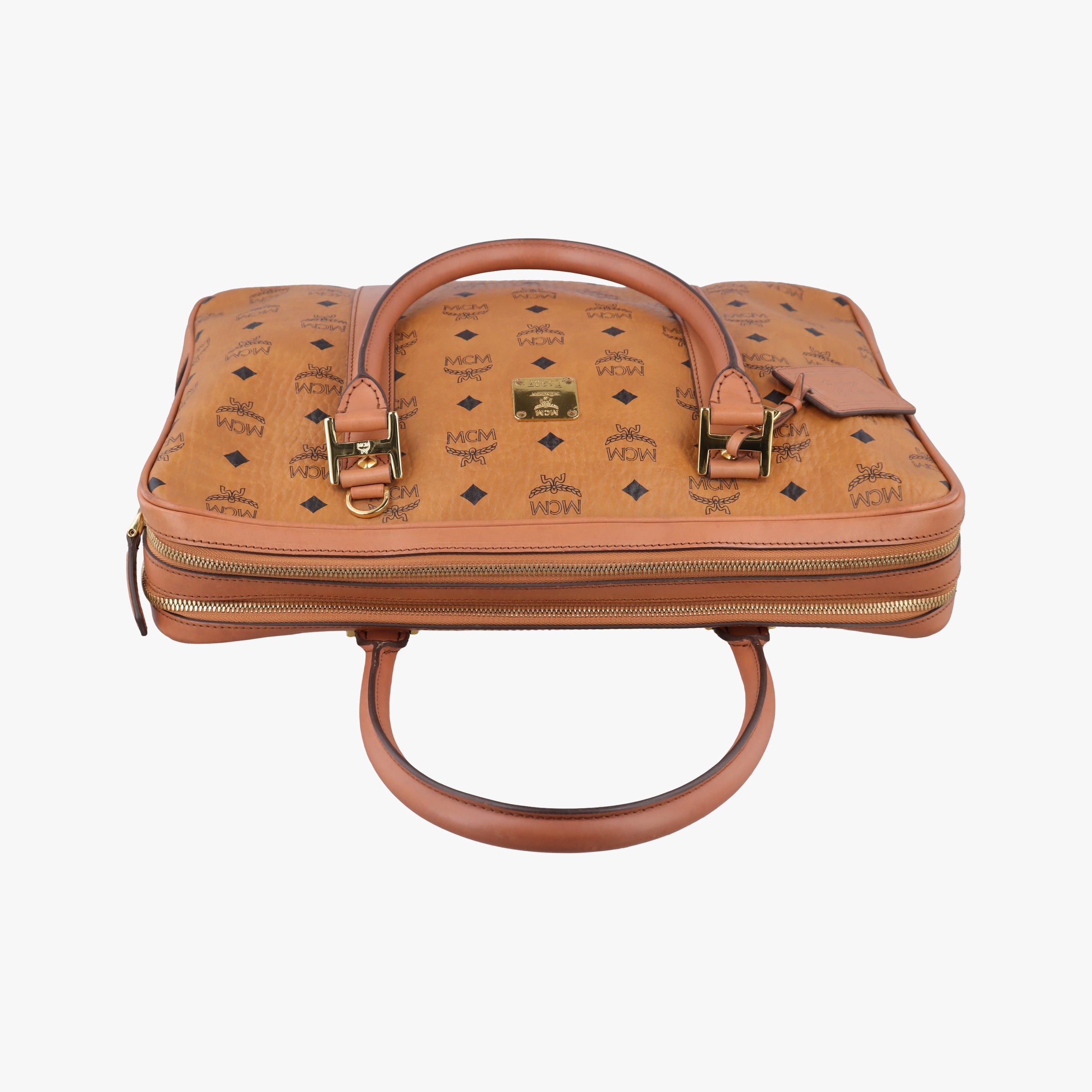 Vintage MCM Logogram business Brown Leather  handbag | stylenewstar