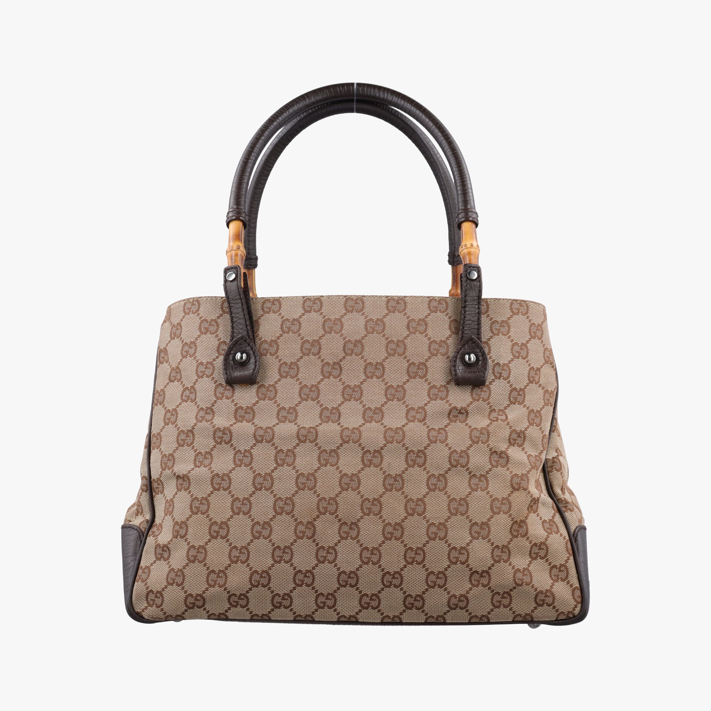 Vintage Gucci GG canvas bamboo Beige × brown Canvas×Leather 112526 handbag | stylenewstar