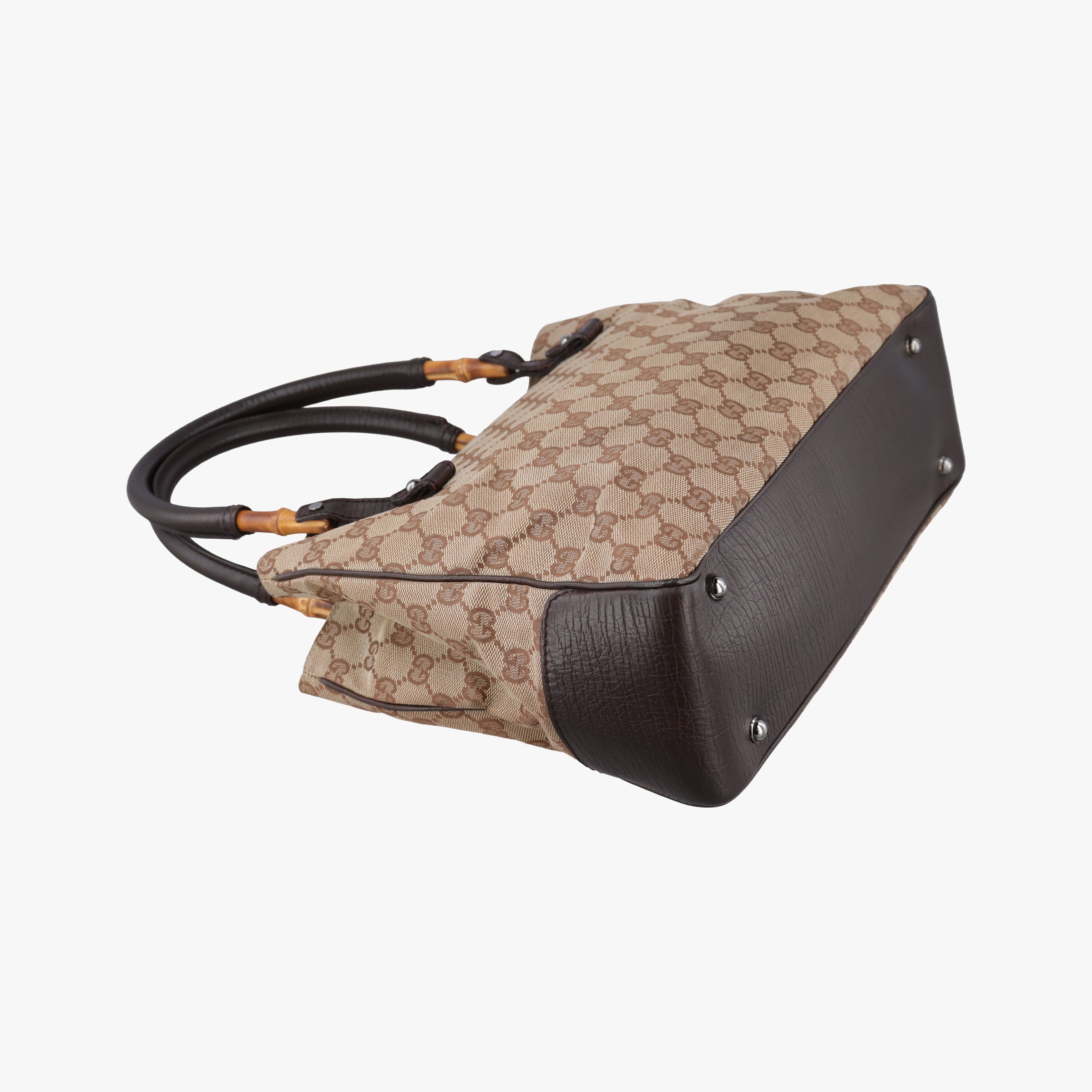 Vintage Gucci GG canvas bamboo Beige × brown Canvas×Leather 112526 handbag | stylenewstar