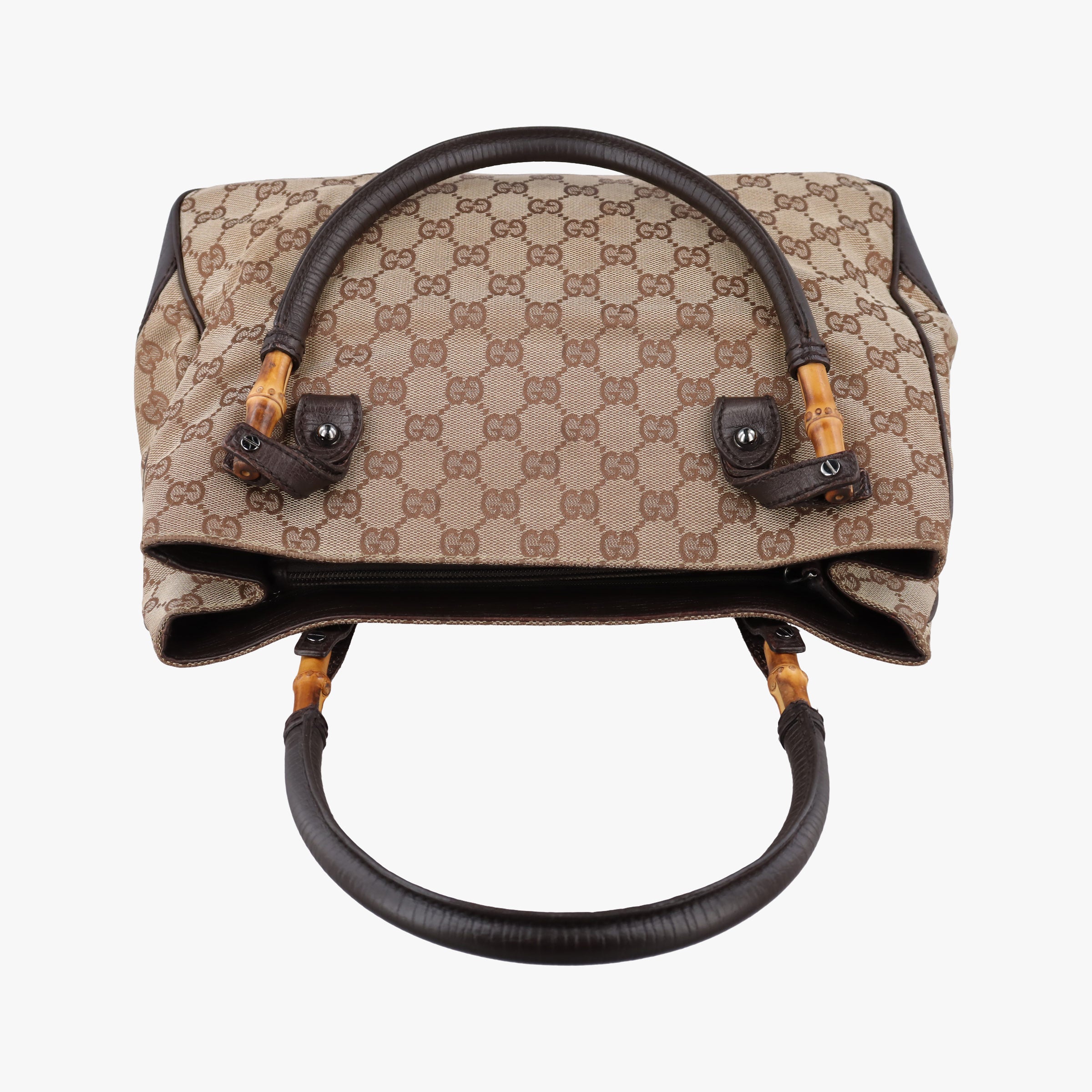 Vintage Gucci GG canvas bamboo Beige × brown Canvas×Leather 112526 handbag | stylenewstar