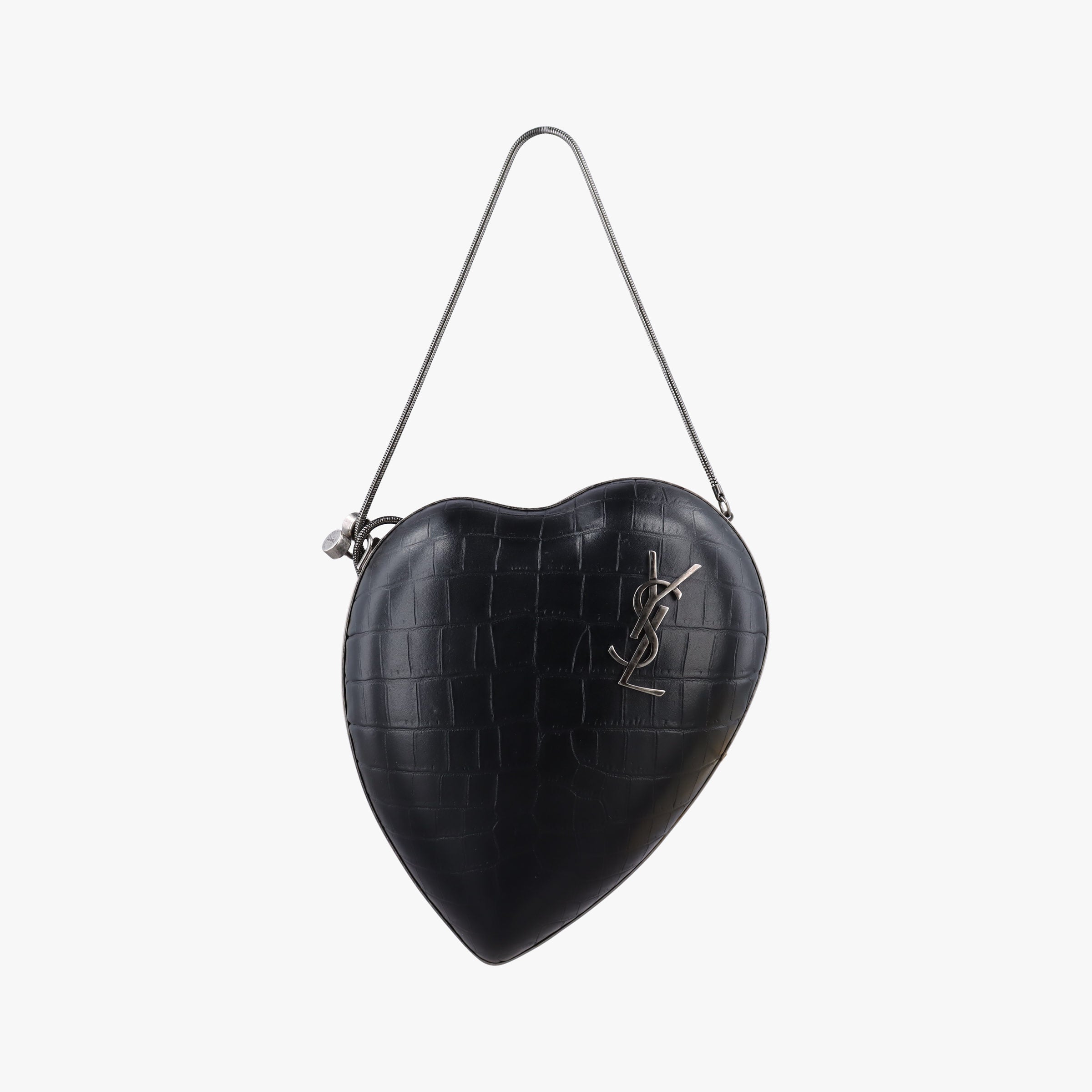 Pre-owned Yves Saint Laurent Love Box Heart Black Leather 466212 shoulderbag | stylenewstar