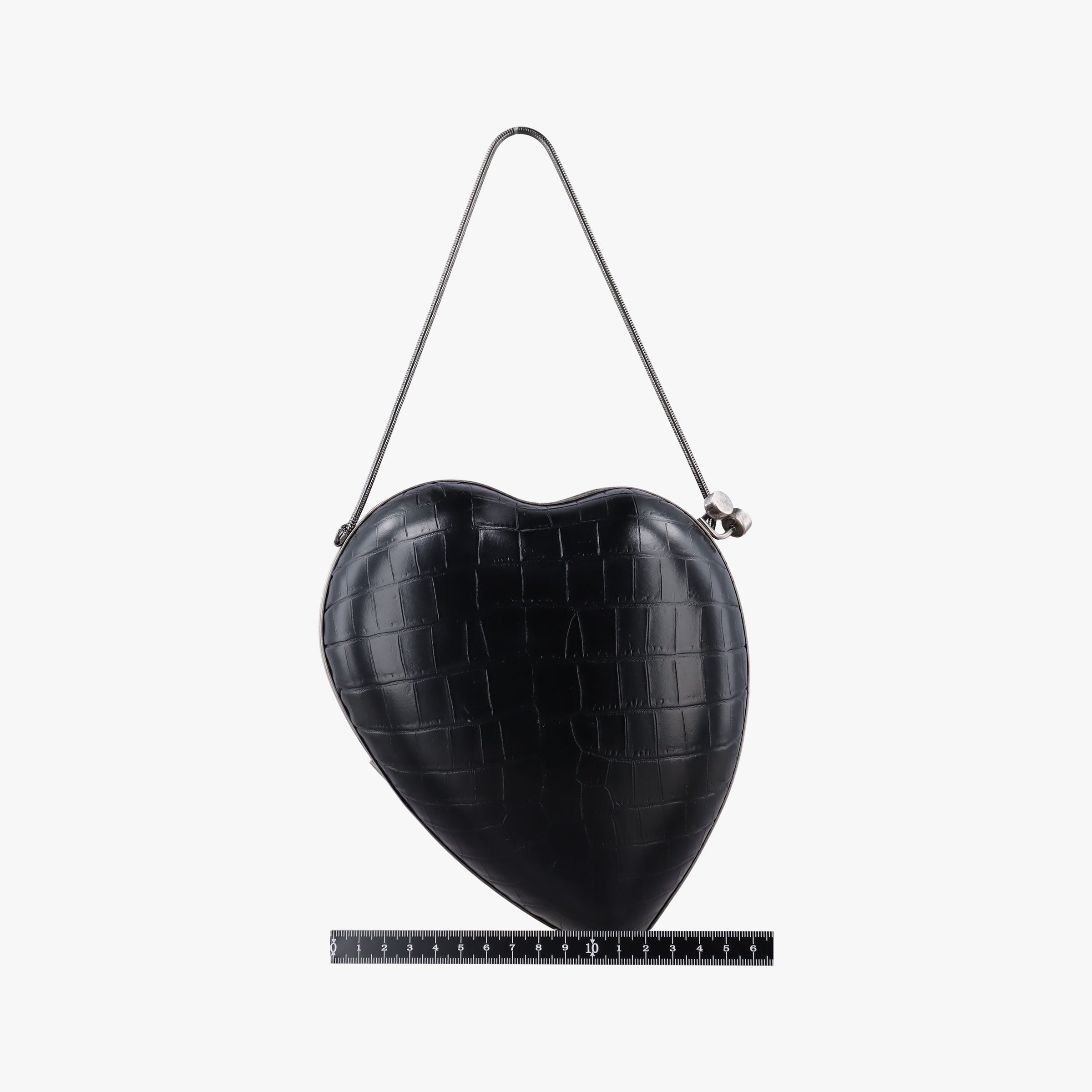 Pre-owned Yves Saint Laurent Love Box Heart Black Leather 466212 shoulderbag | stylenewstar