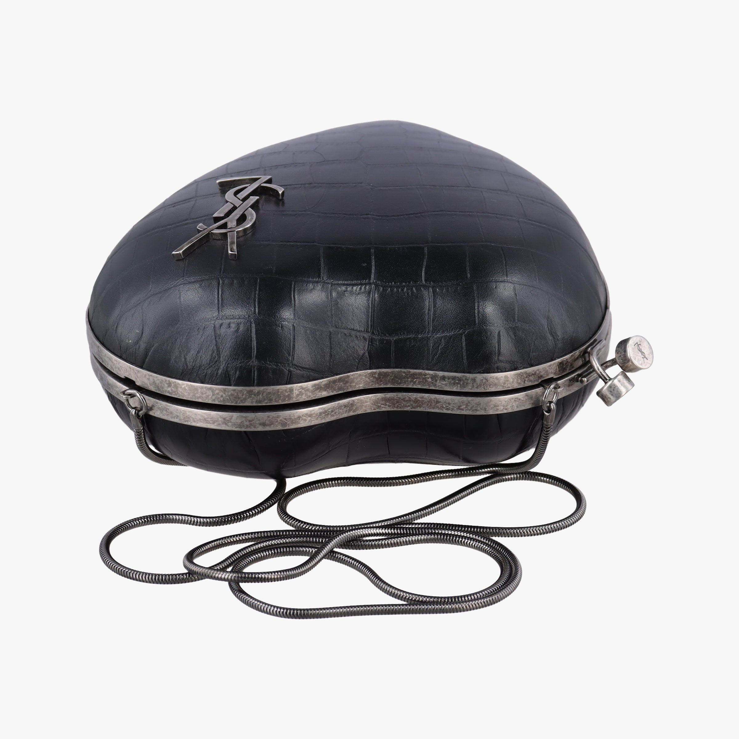 Pre-owned Yves Saint Laurent Love Box Heart Black Leather 466212 shoulderbag | stylenewstar