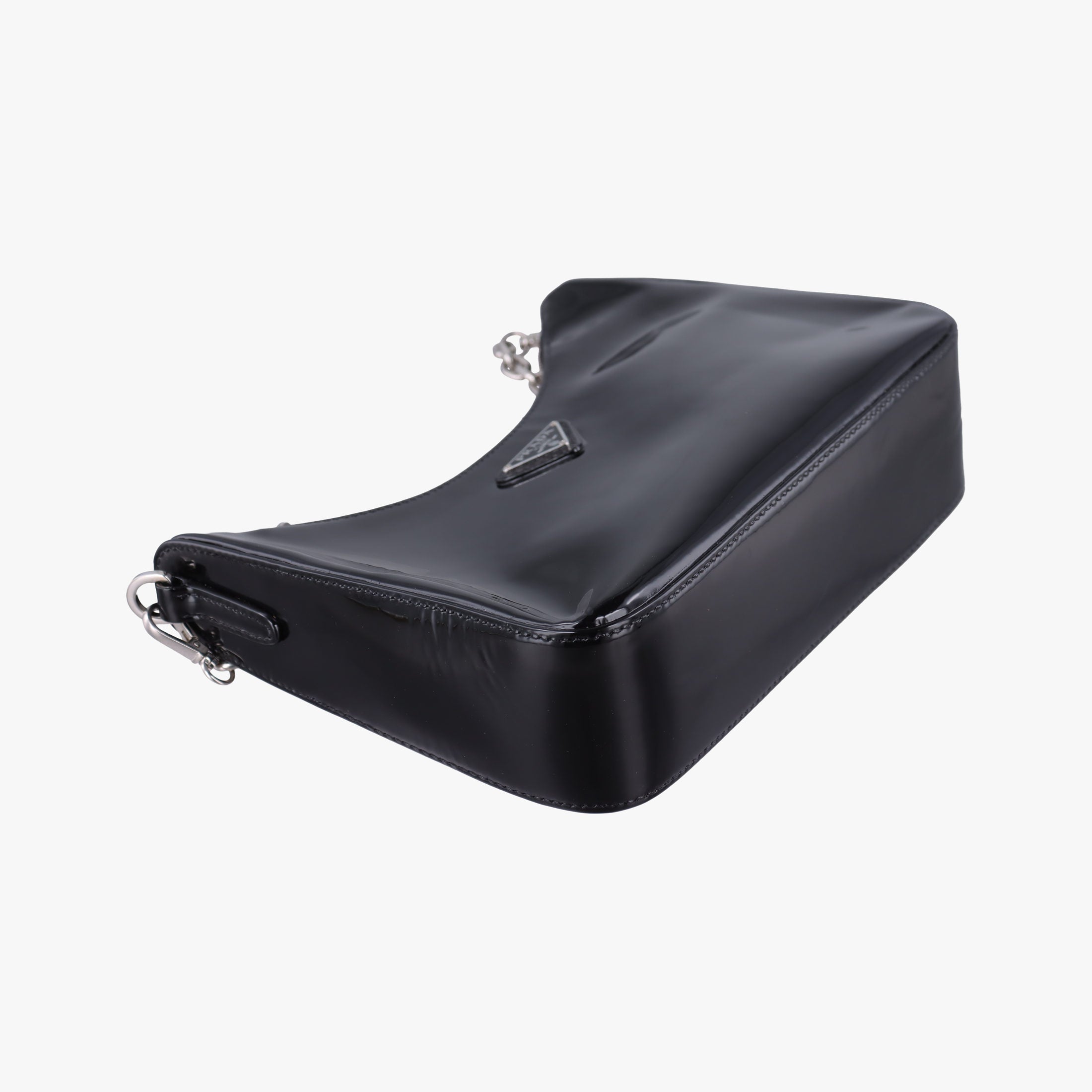 Pre-owned Prada Re-Edition Black Patent leather  shoulderbag | stylenewstar