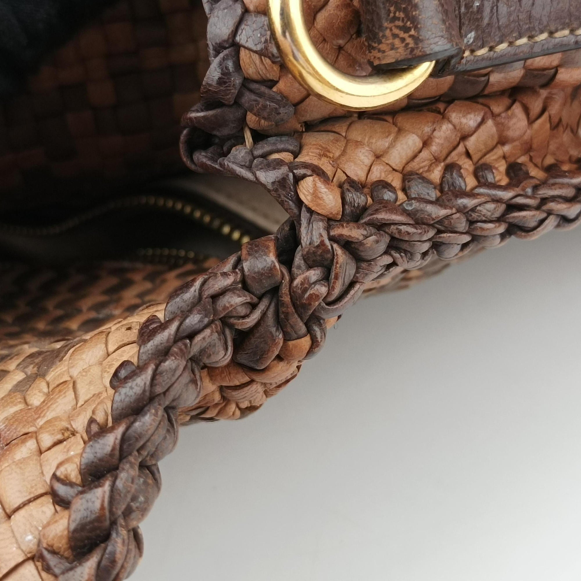 Pre-owned Prada Madras Brown leather  shoulderbag | stylenewstar