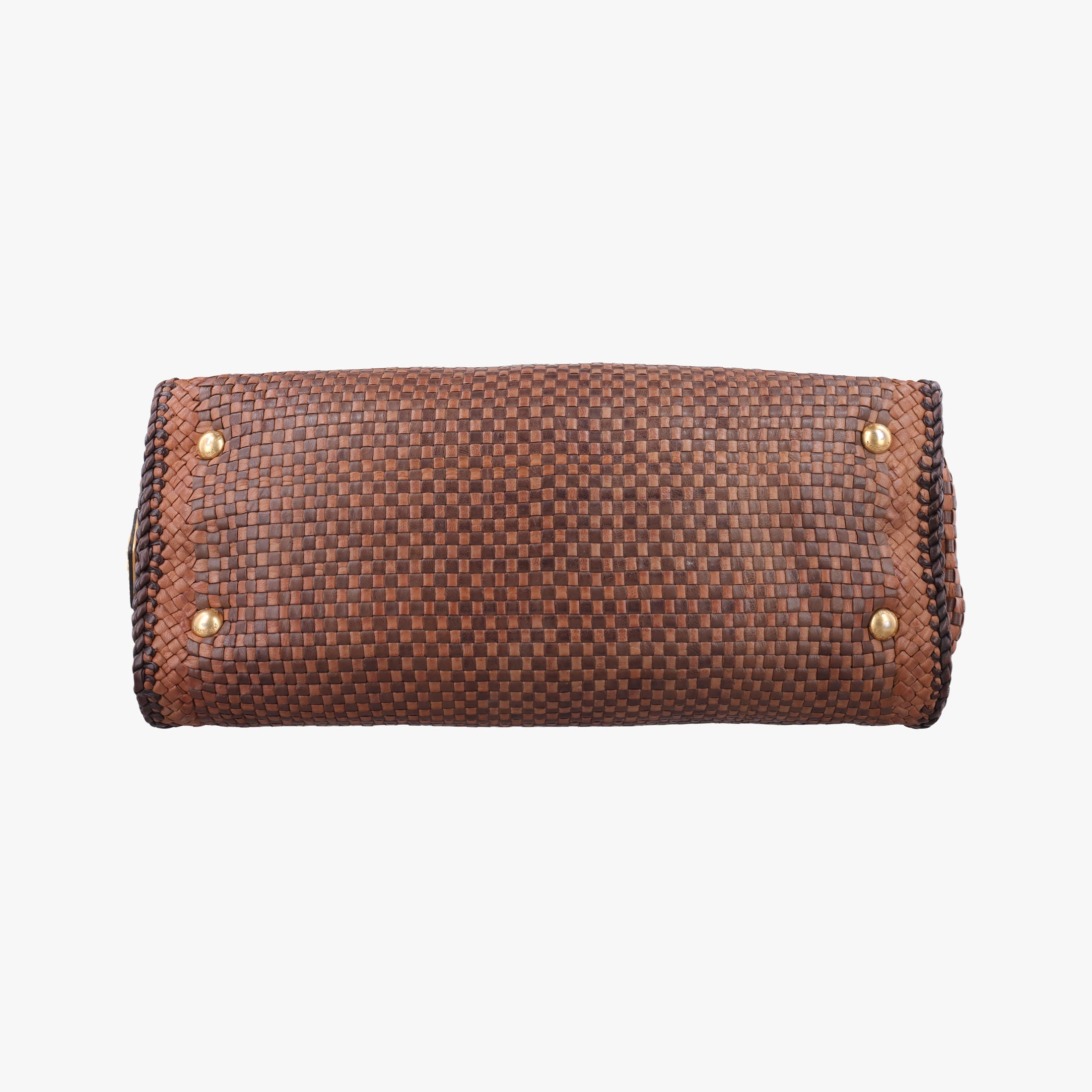 Pre-owned Prada Madras Brown leather  shoulderbag | stylenewstar