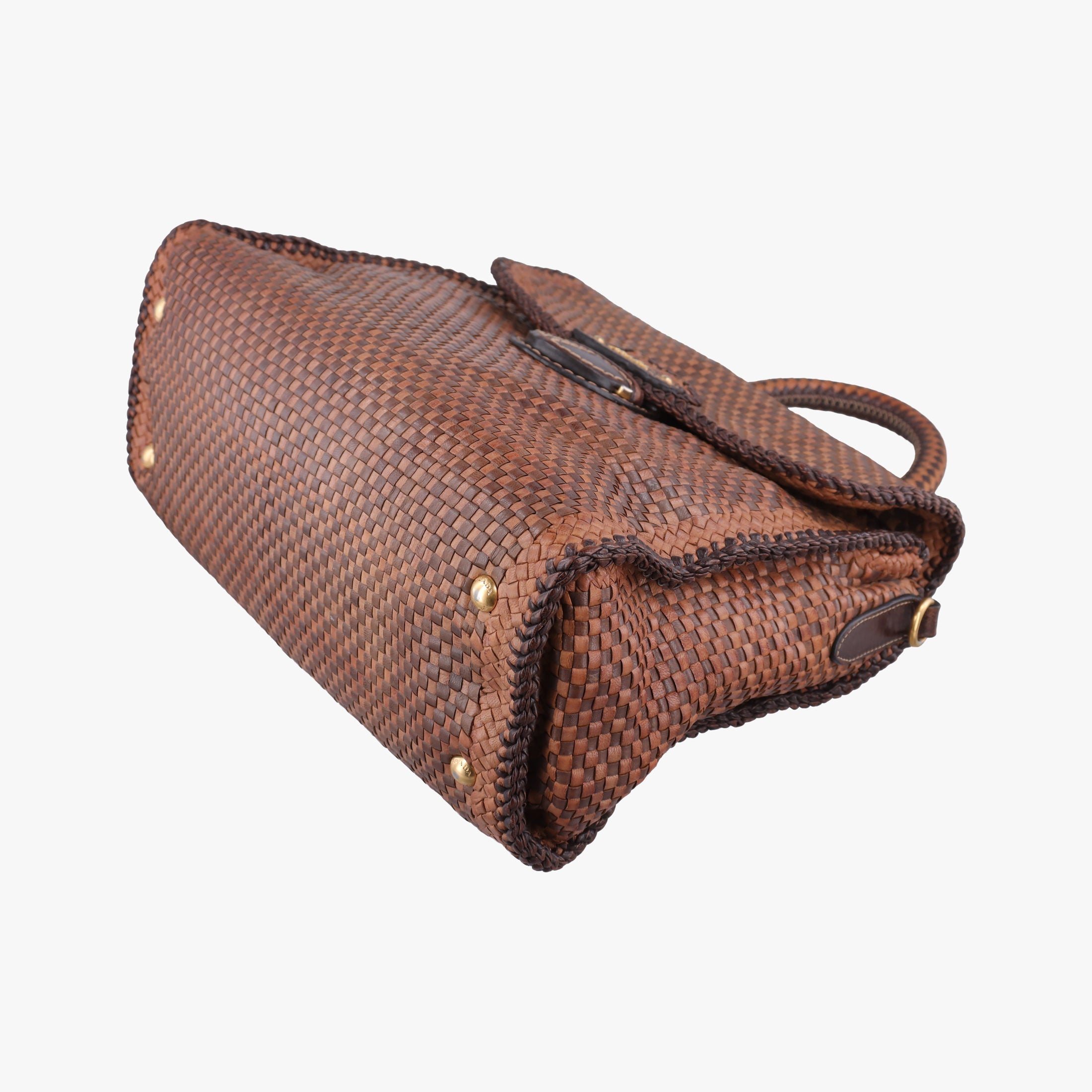 Pre-owned Prada Madras Brown leather  shoulderbag | stylenewstar