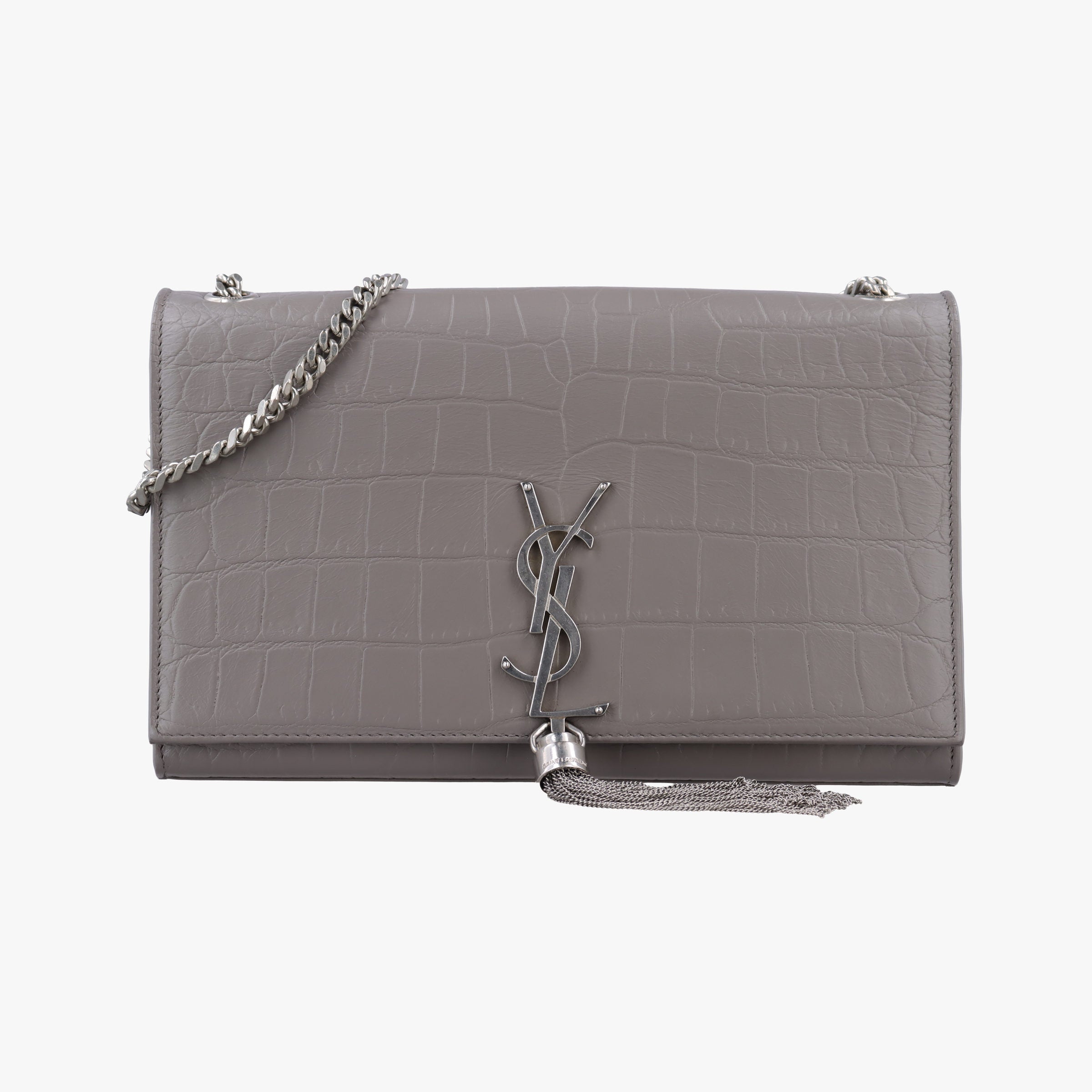 Pre-owned Yves Saint Laurent KATE Grey Leather 354119 shoulderbag | stylenewstar