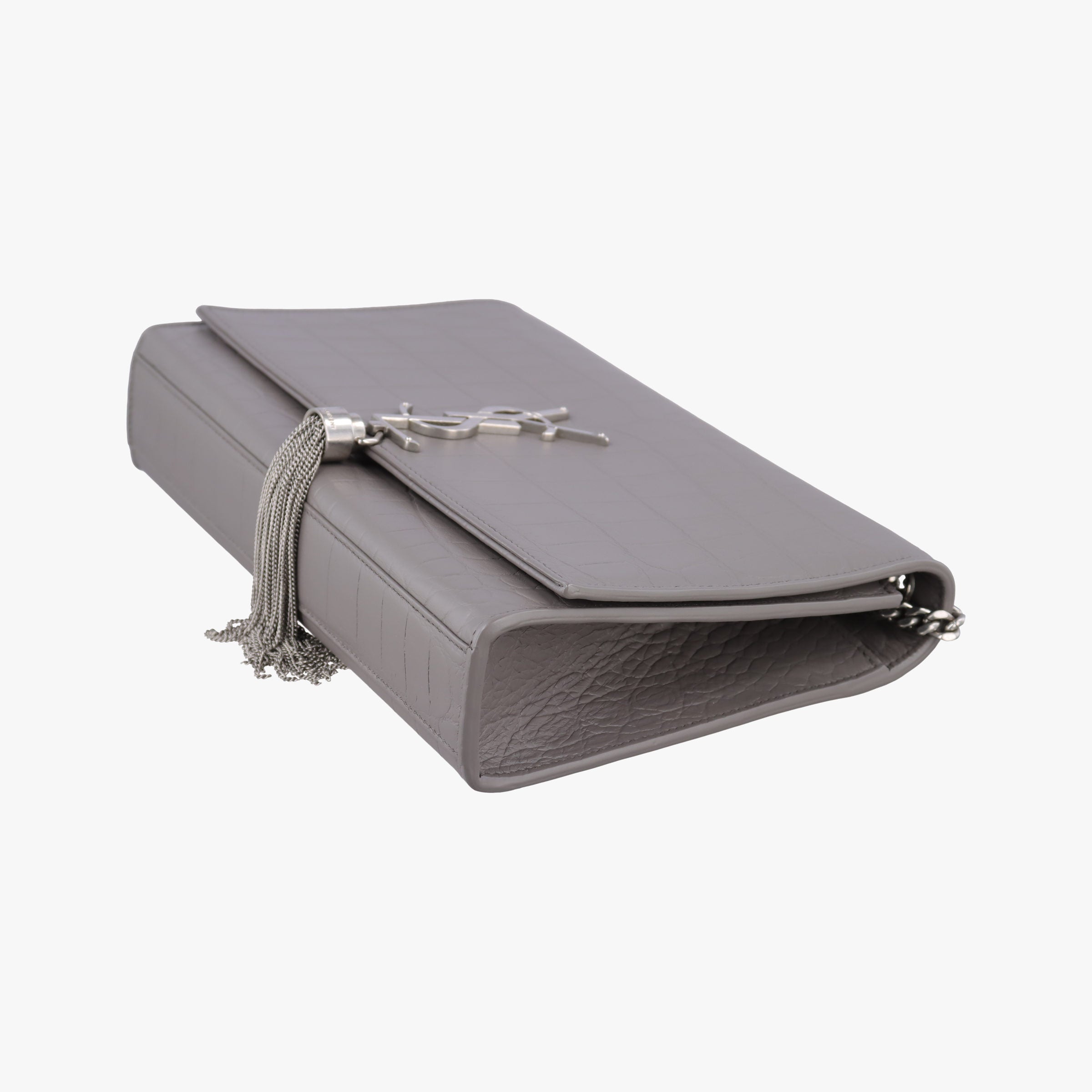 Pre-owned Yves Saint Laurent KATE Grey Leather 354119 shoulderbag | stylenewstar