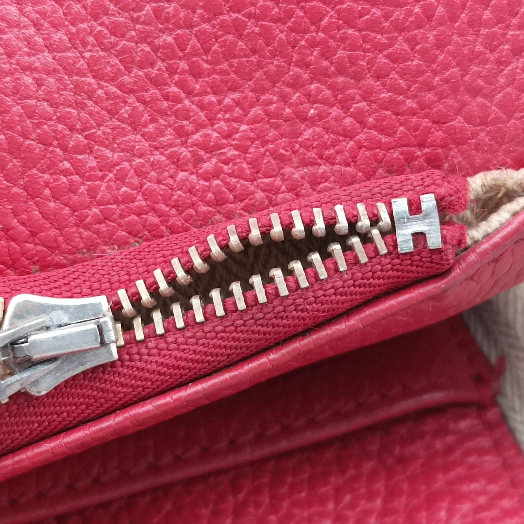 Pre-owned Hermes Cabag Elan Red Togo leather  handbag | stylenewstar