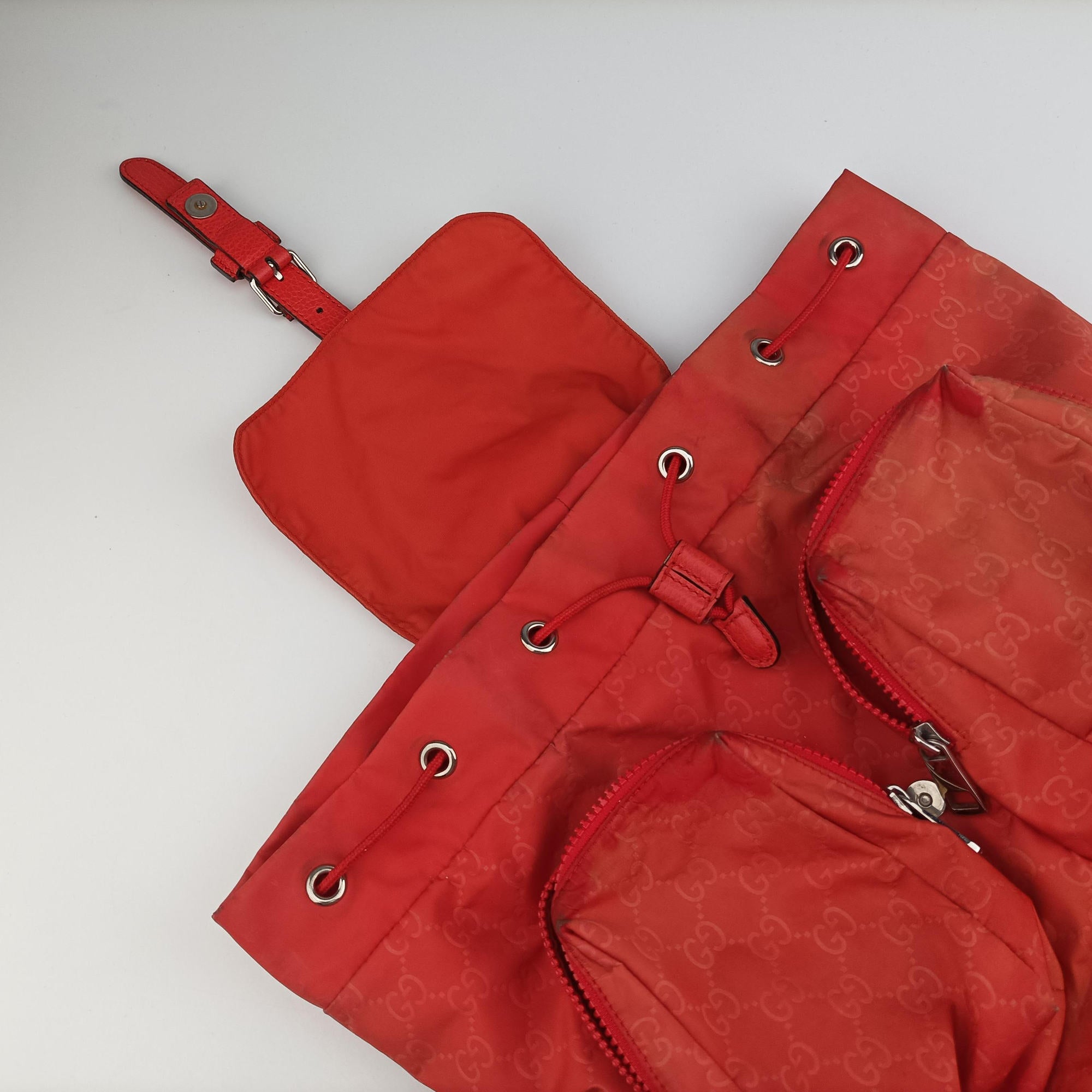 Pre-owned Gucci GG Monogram Orange nylon 406361 backpack/rucksack | stylenewstar
