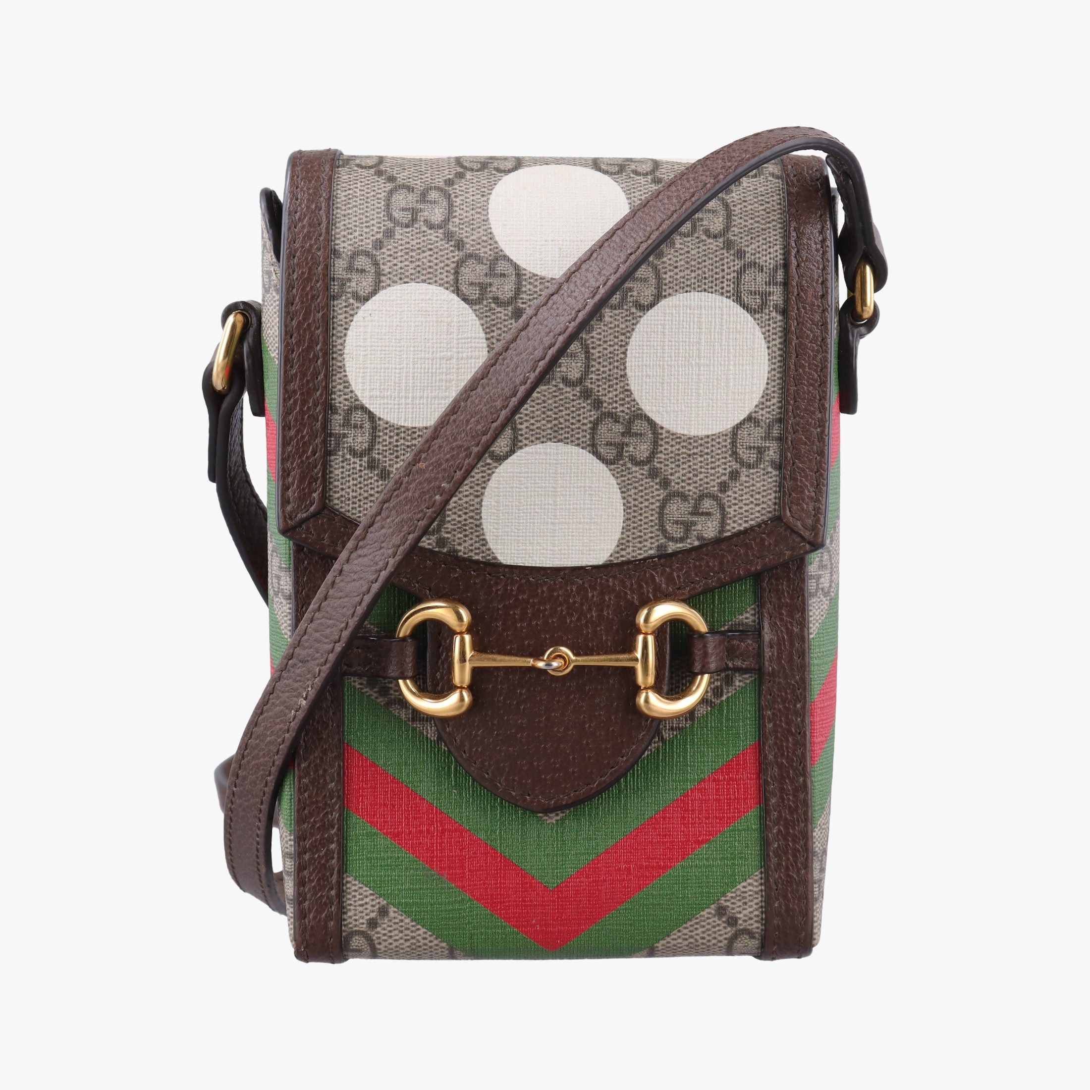 Pre-owned Gucci Horsebit 1955 beige×Multicolour PVC coated canvas 625615 shoulderbag | stylenewstar