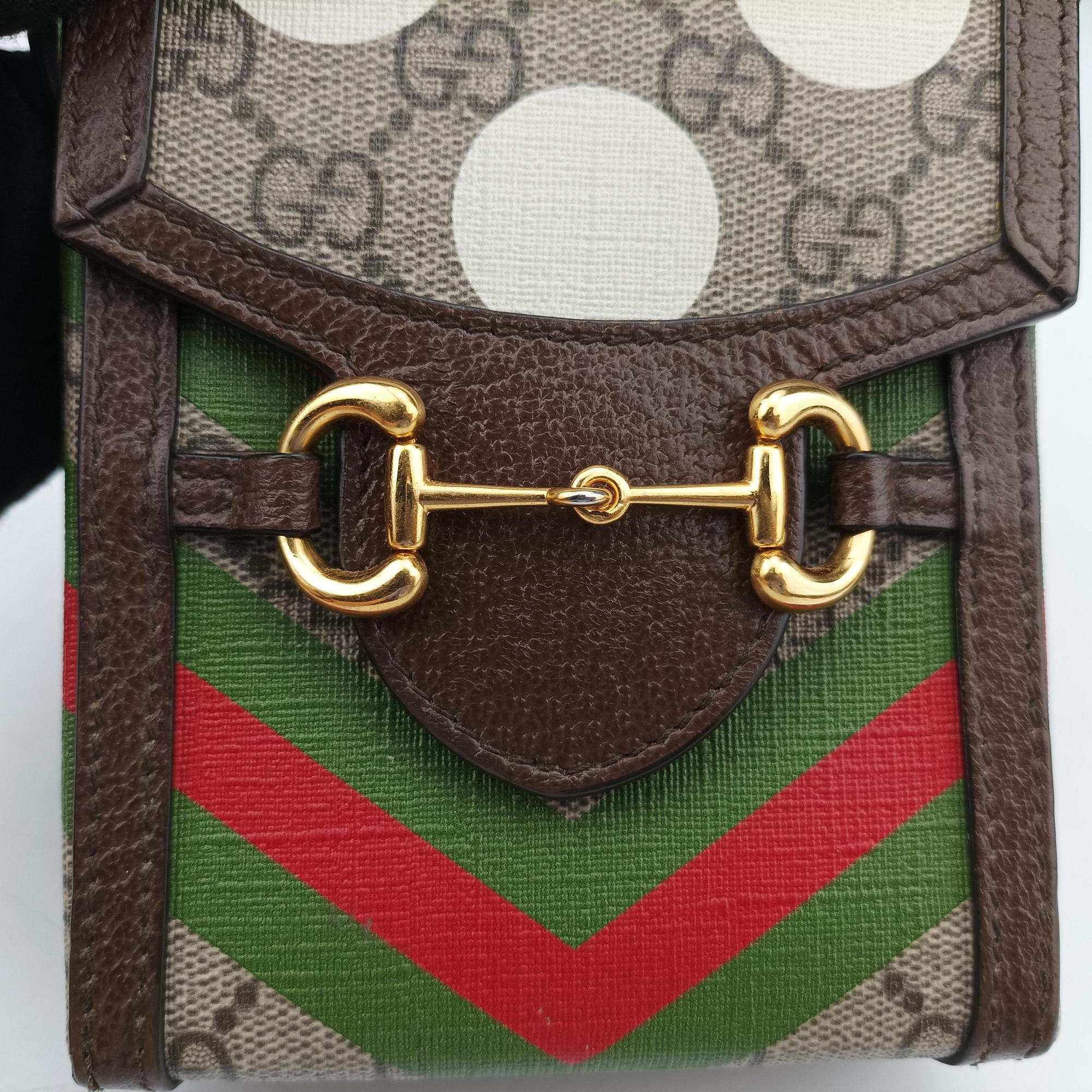 Pre-owned Gucci Horsebit 1955 beige×Multicolour PVC coated canvas 625615 shoulderbag | stylenewstar
