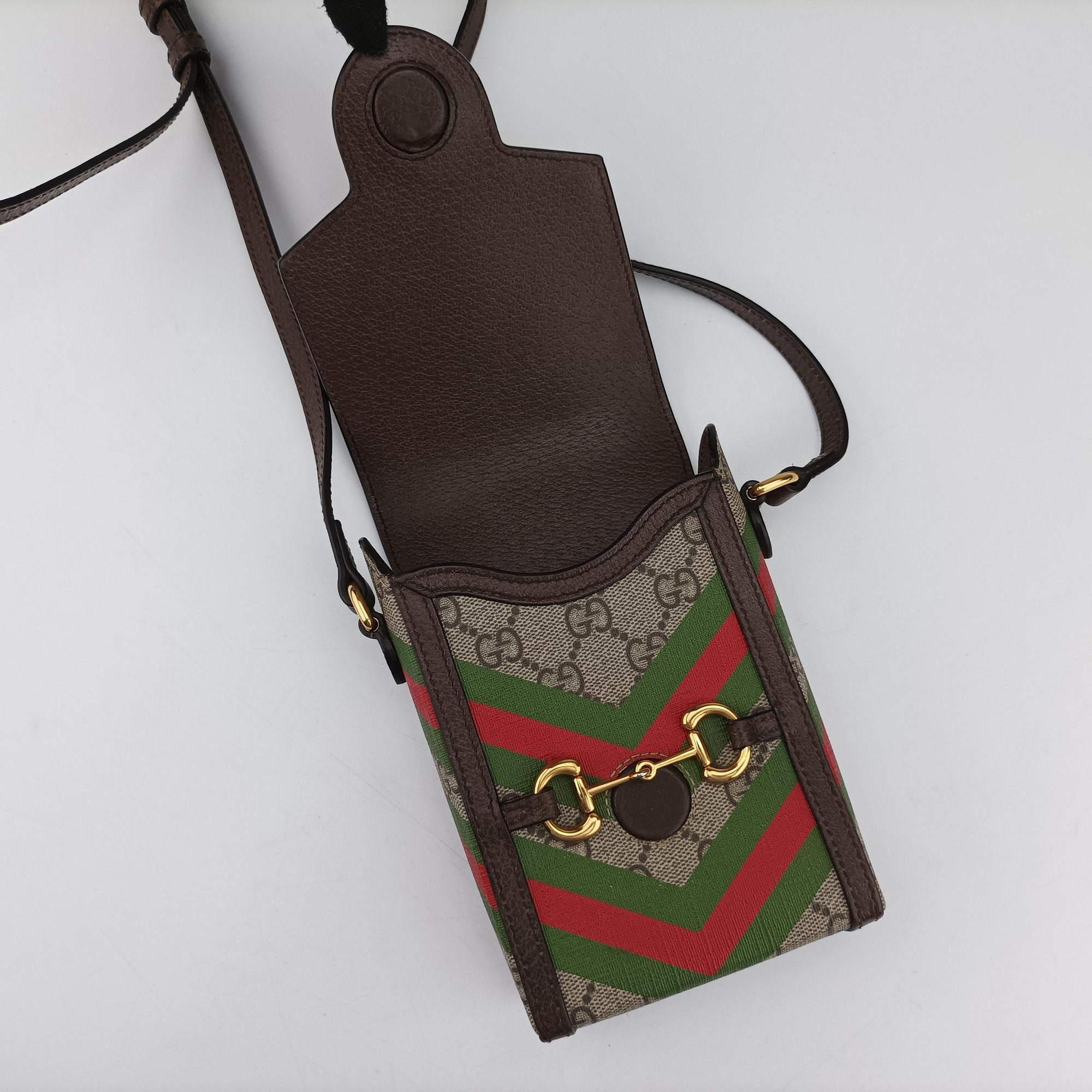 Pre-owned Gucci Horsebit 1955 beige×Multicolour PVC coated canvas 625615 shoulderbag | stylenewstar
