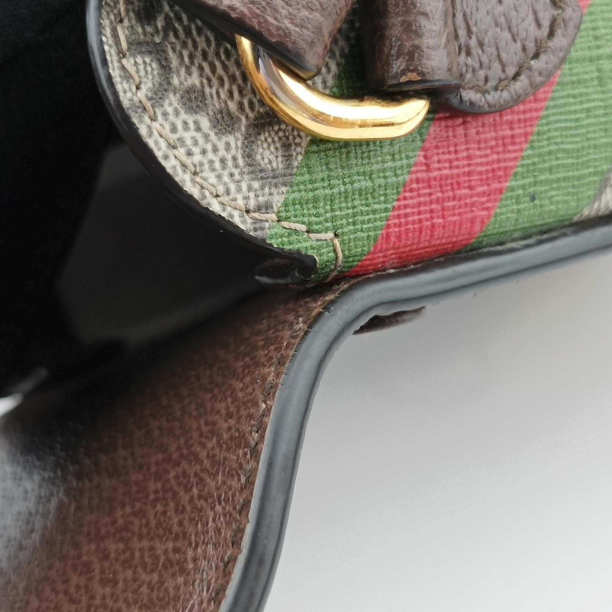 Pre-owned Gucci Horsebit 1955 beige×Multicolour PVC coated canvas 625615 shoulderbag | stylenewstar