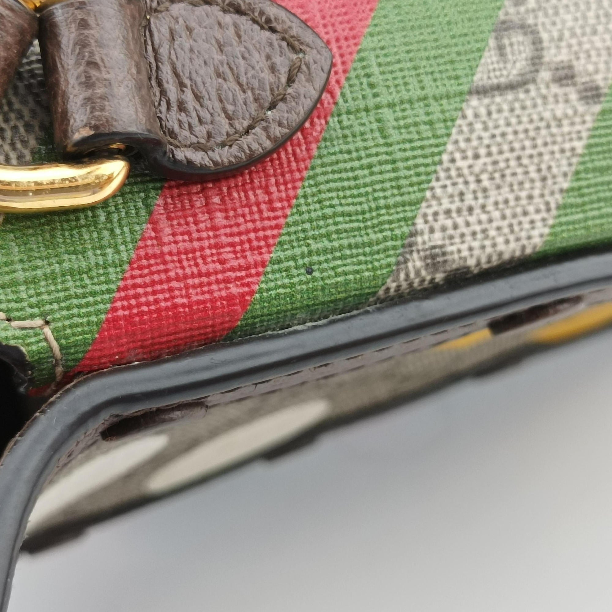 Pre-owned Gucci Horsebit 1955 beige×Multicolour PVC coated canvas 625615 shoulderbag | stylenewstar