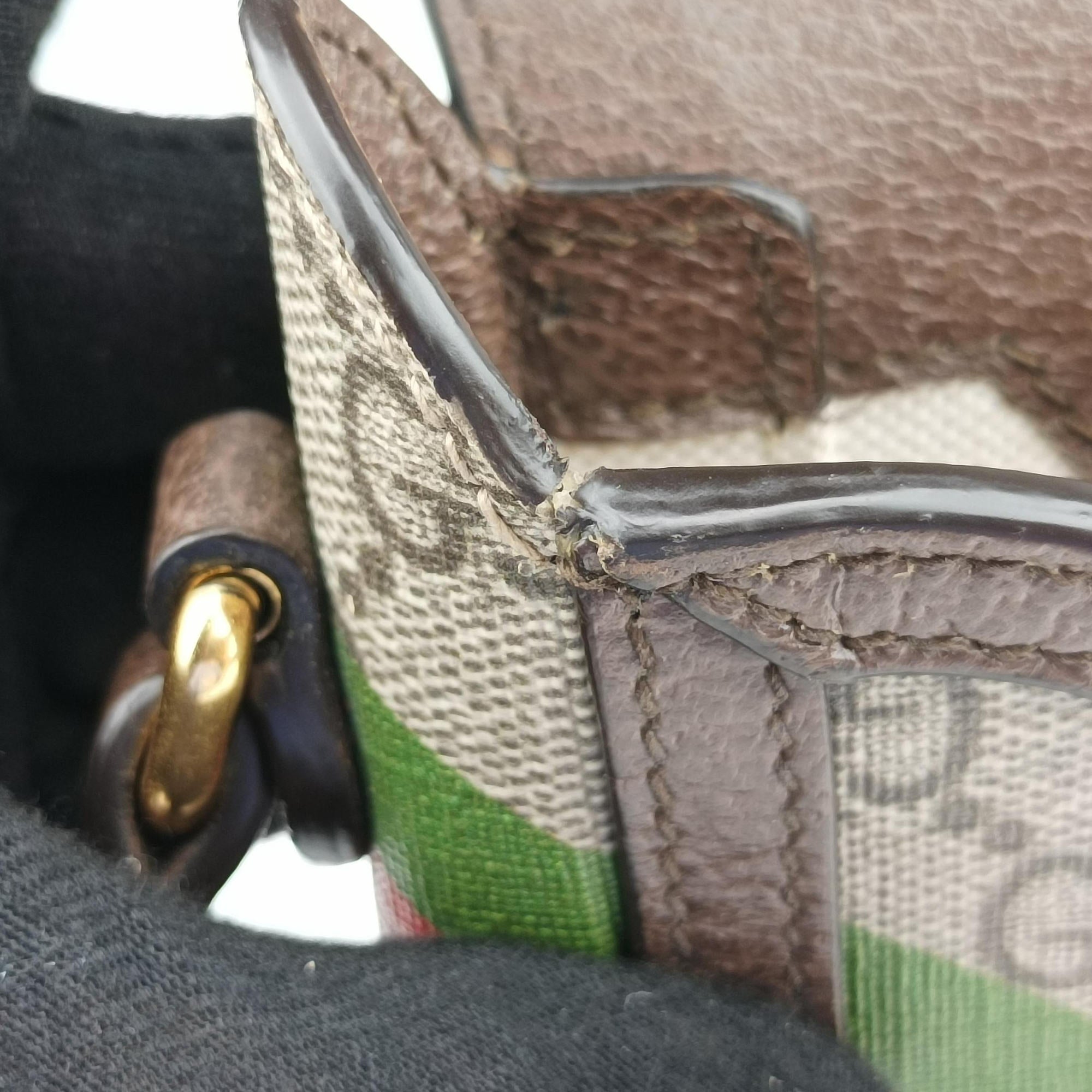 Pre-owned Gucci Horsebit 1955 beige×Multicolour PVC coated canvas 625615 shoulderbag | stylenewstar