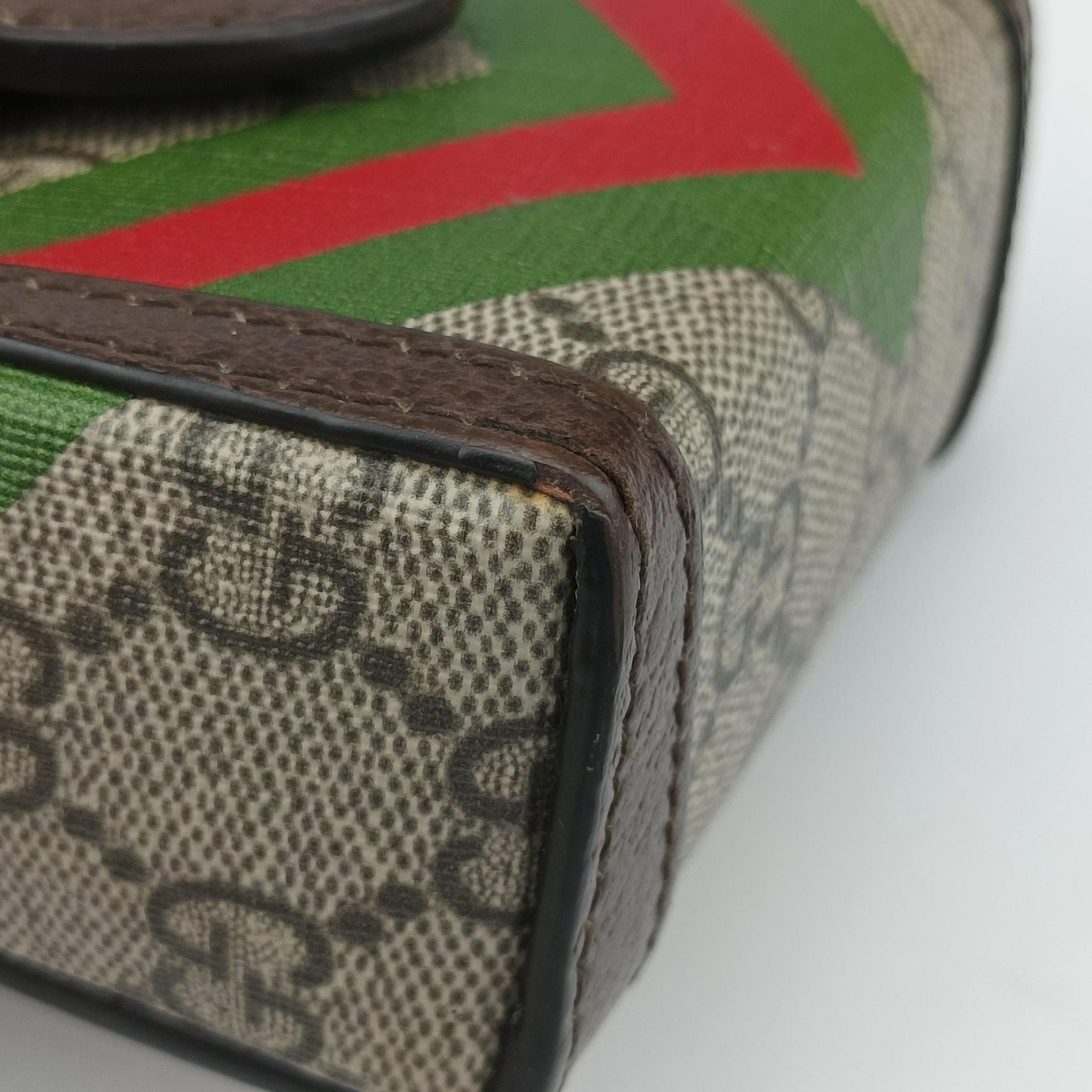 Pre-owned Gucci Horsebit 1955 beige×Multicolour PVC coated canvas 625615 shoulderbag | stylenewstar