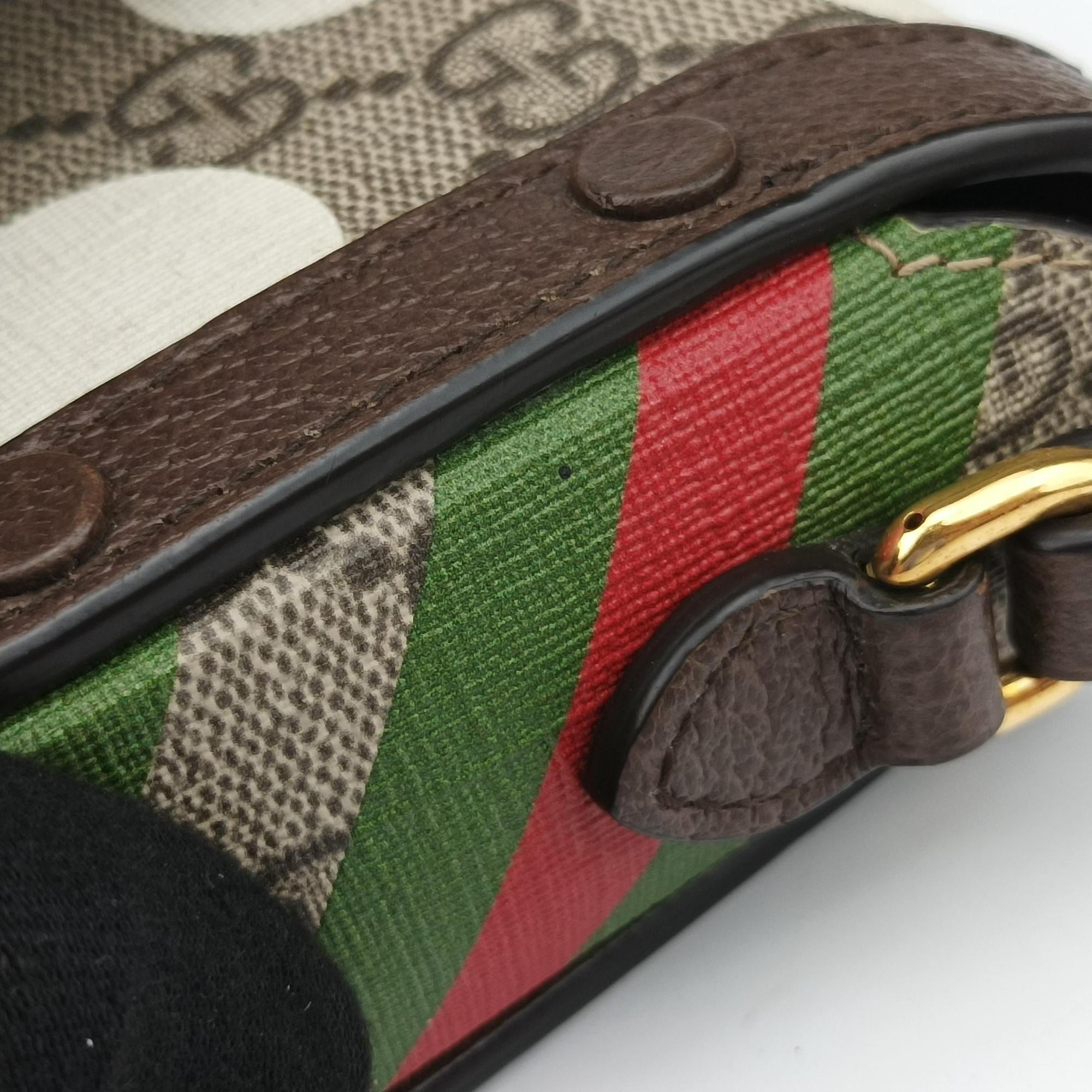 Pre-owned Gucci Horsebit 1955 beige×Multicolour PVC coated canvas 625615 shoulderbag | stylenewstar