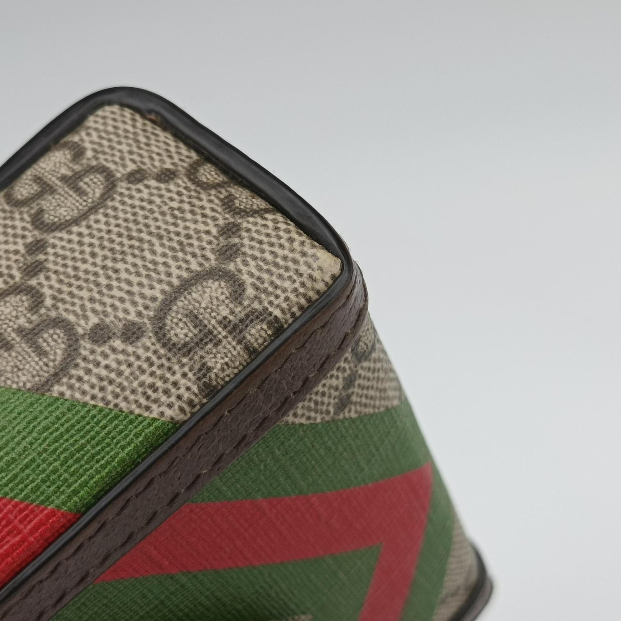 Pre-owned Gucci Horsebit 1955 beige×Multicolour PVC coated canvas 625615 shoulderbag | stylenewstar