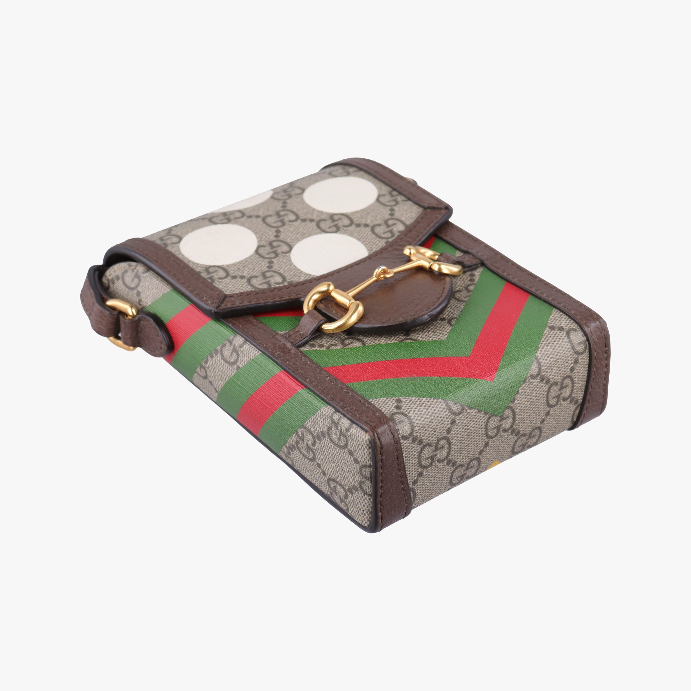 Pre-owned Gucci Horsebit 1955 beige×Multicolour PVC coated canvas 625615 shoulderbag | stylenewstar