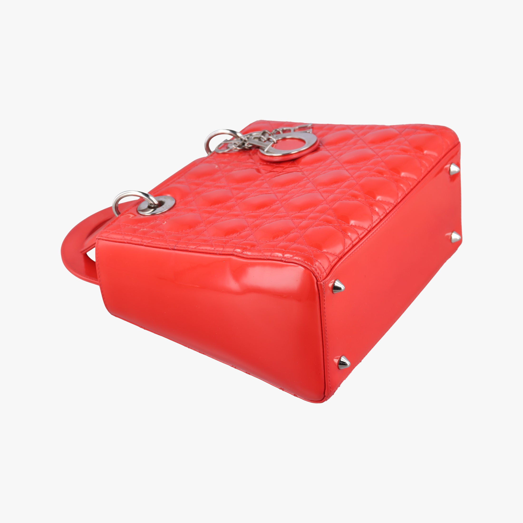 Pre-owned Christian Dior Lady Dior Red patent  shoulderbag | stylenewstar
