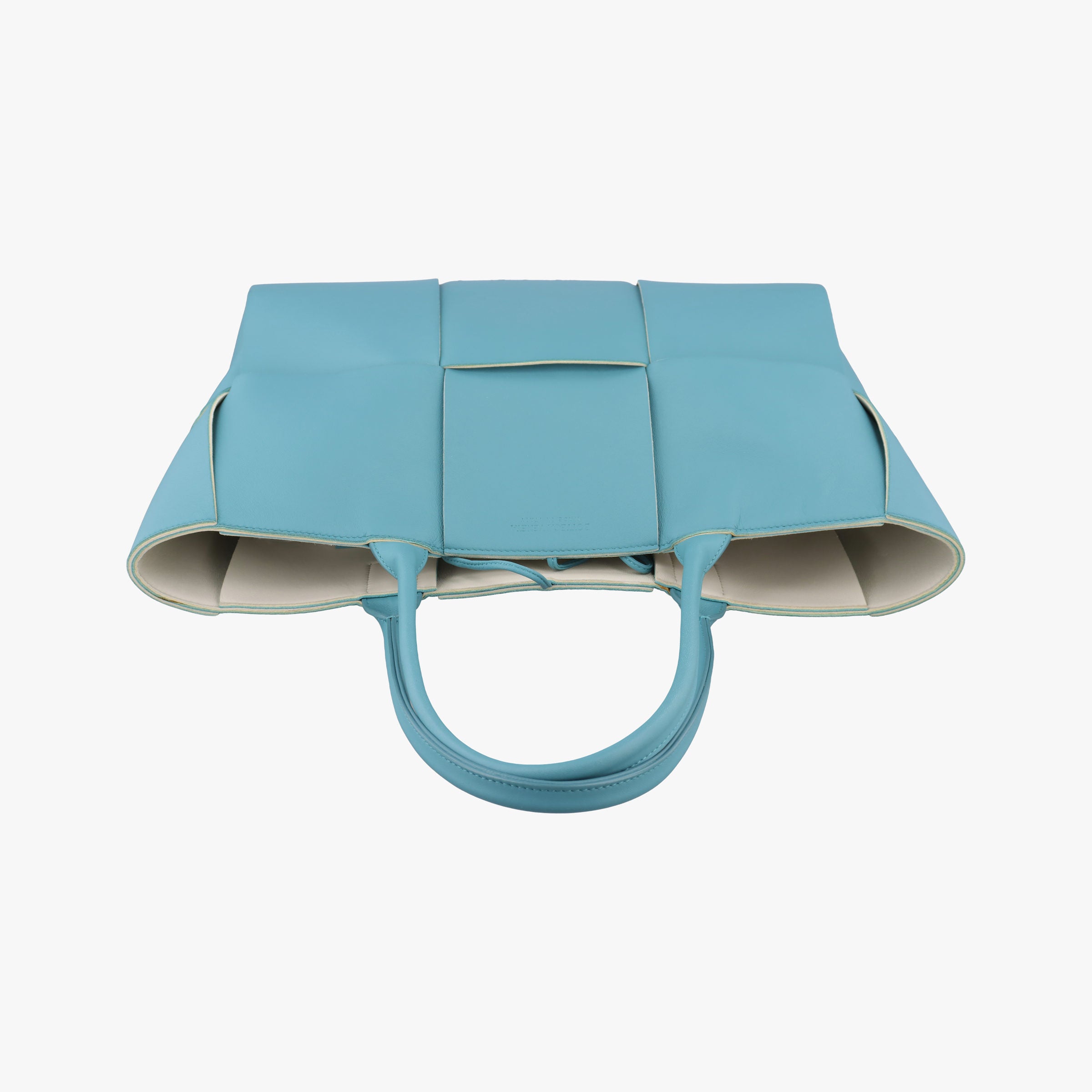 Pre-owned Bottega Veneta THE ARCO Tote Blue lambskin  handbag | stylenewstar