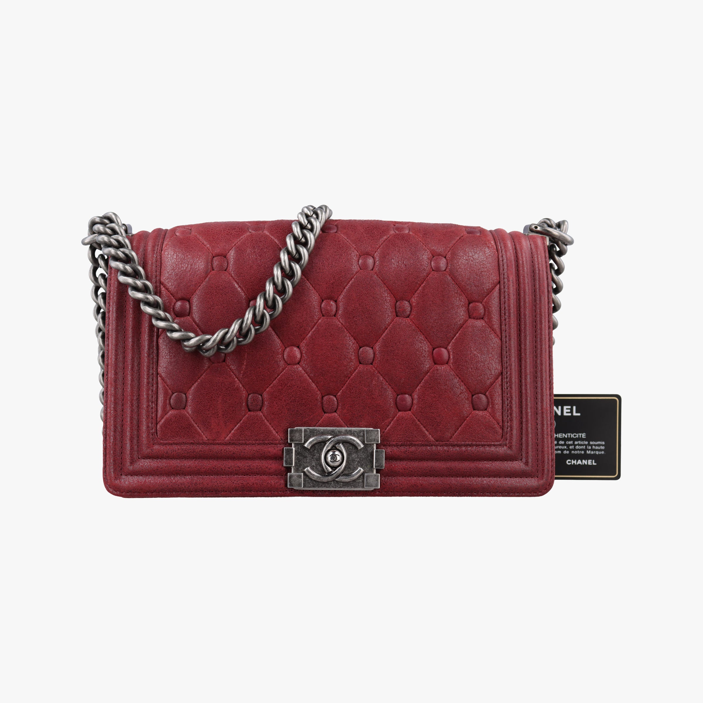 Vintage Chanel BOY CHANEL Red Leather A67755 shoulderbag | stylenewstar