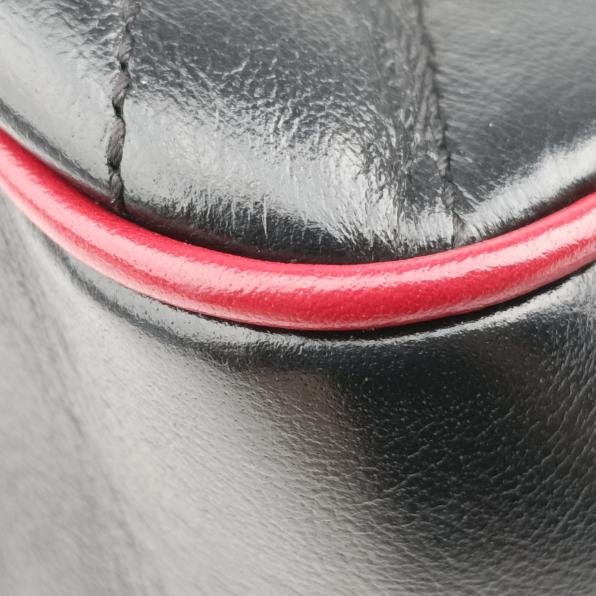 Vintage Gucci GG Marmont Bamboo Top Handle Black×Red Leather 602270 shoulderbag | stylenewstar