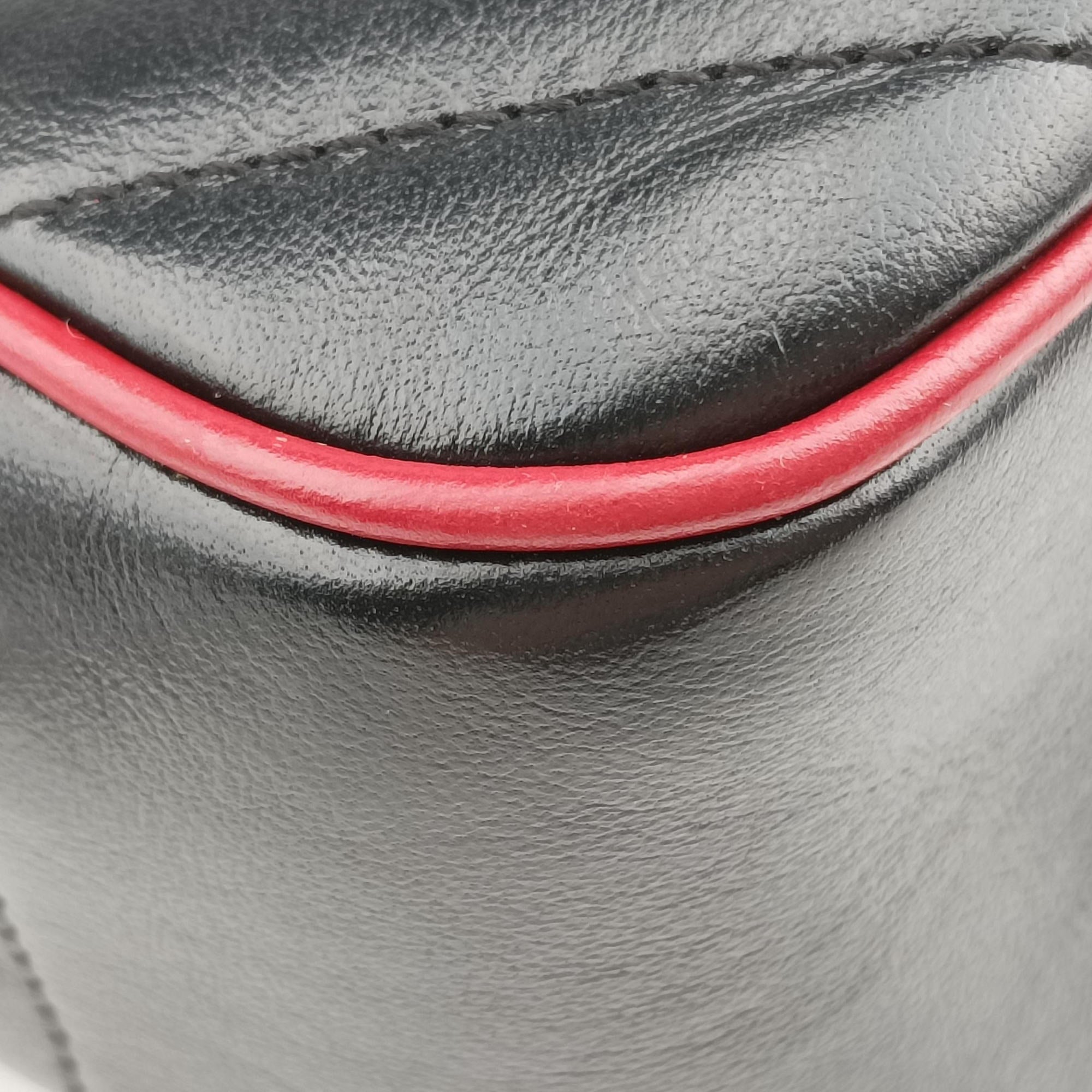 Vintage Gucci GG Marmont Bamboo Top Handle Black×Red Leather 602270 shoulderbag | stylenewstar
