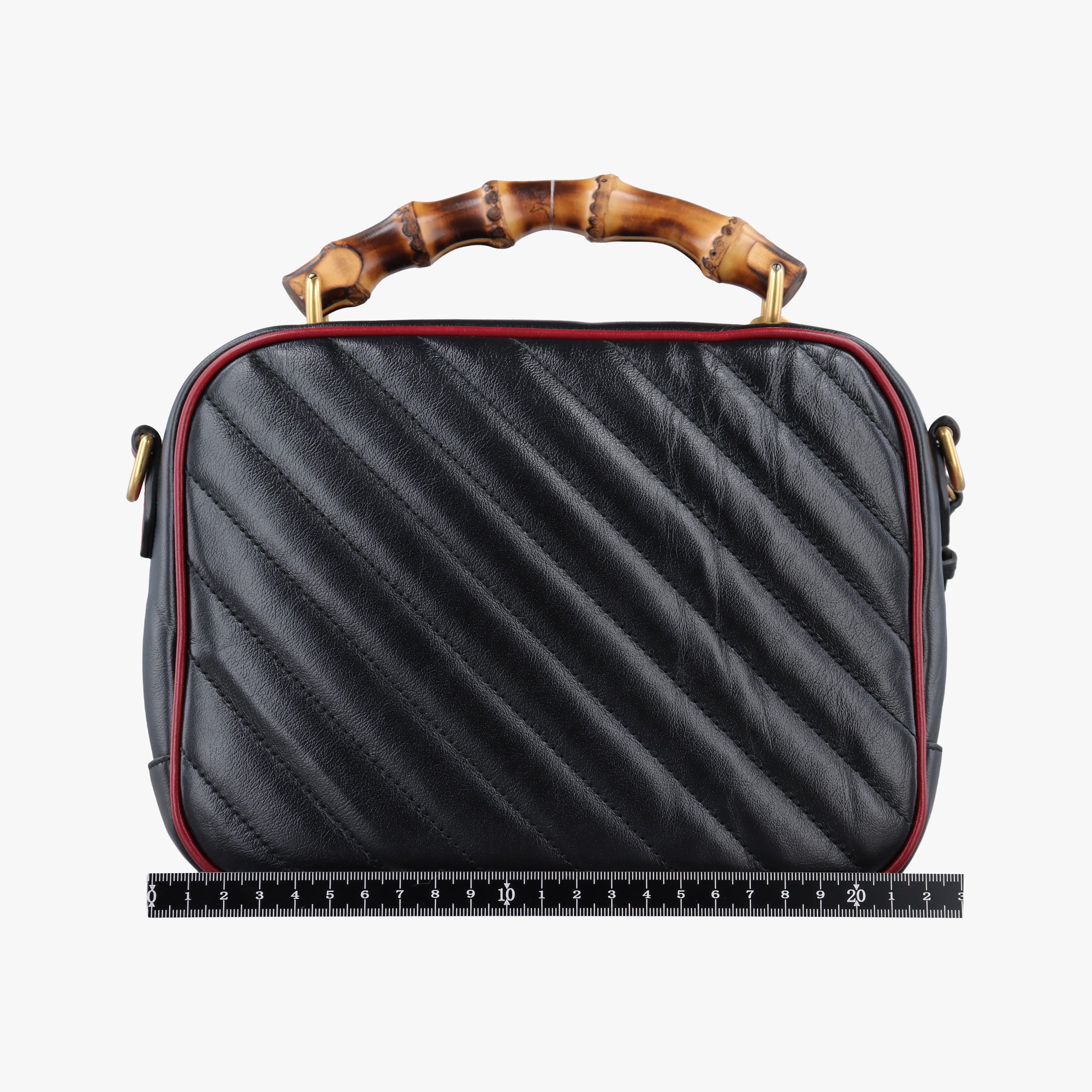 Vintage Gucci GG Marmont Bamboo Top Handle Black×Red Leather 602270 shoulderbag | stylenewstar