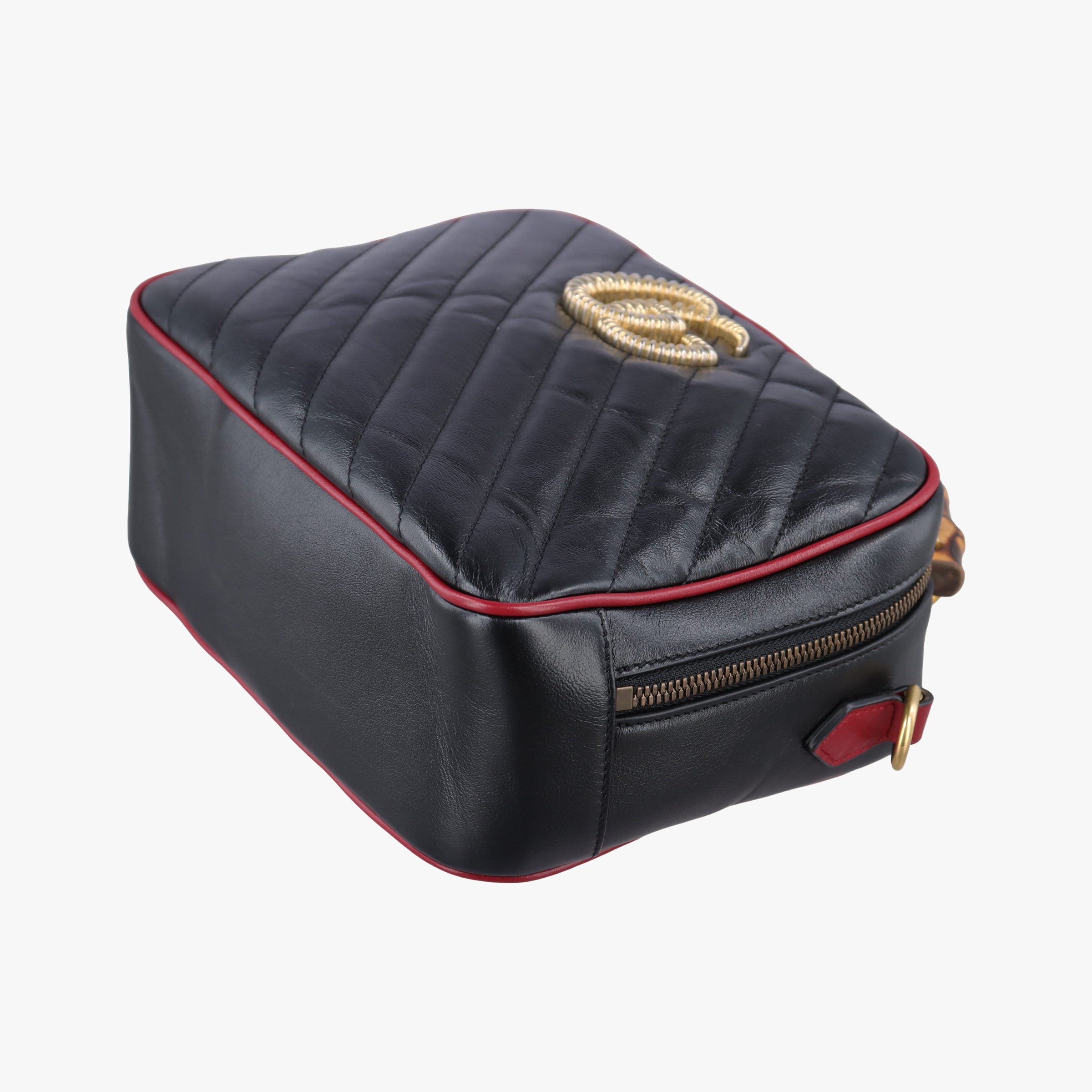 Vintage Gucci GG Marmont Bamboo Top Handle Black×Red Leather 602270 shoulderbag | stylenewstar