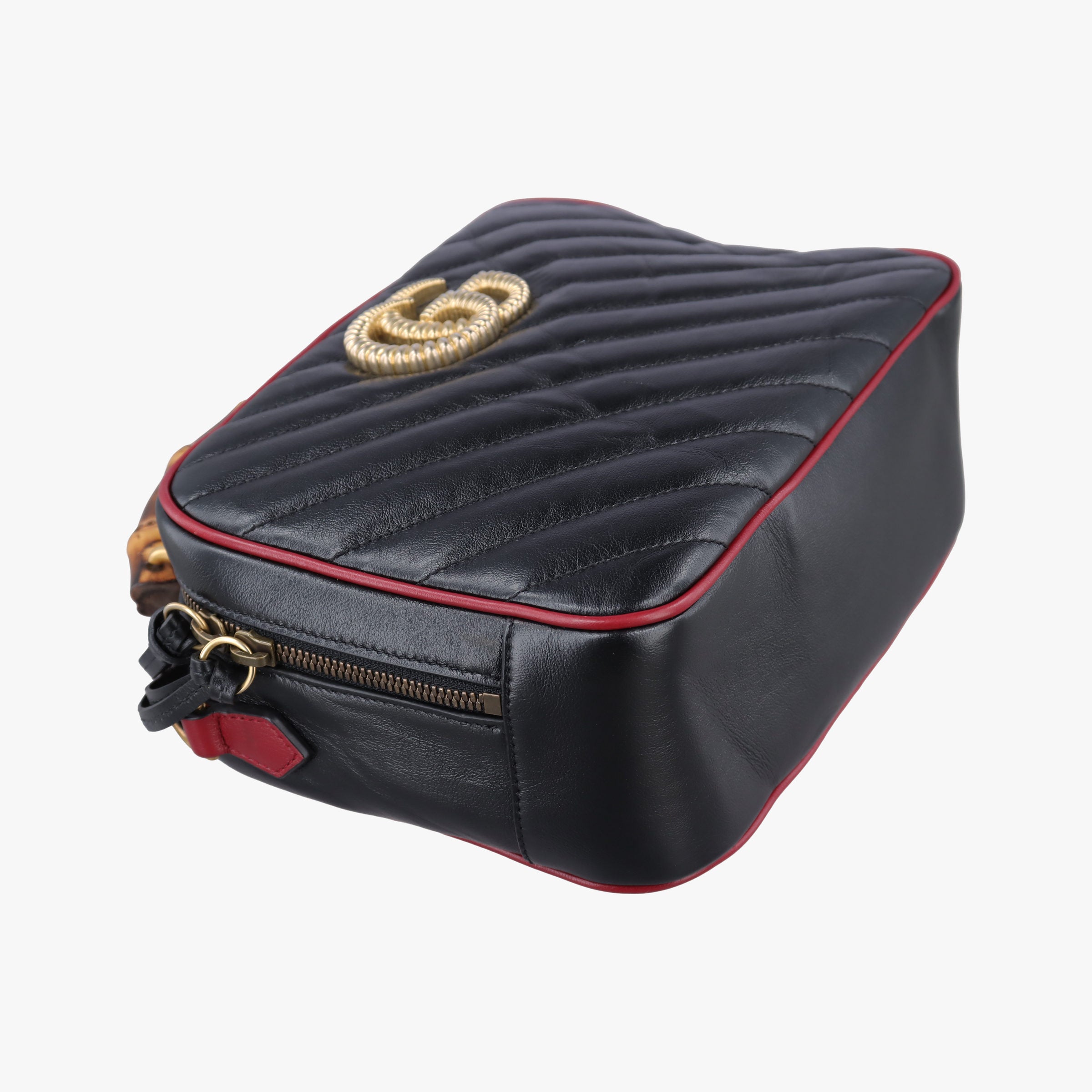 Vintage Gucci GG Marmont Bamboo Top Handle Black×Red Leather 602270 shoulderbag | stylenewstar