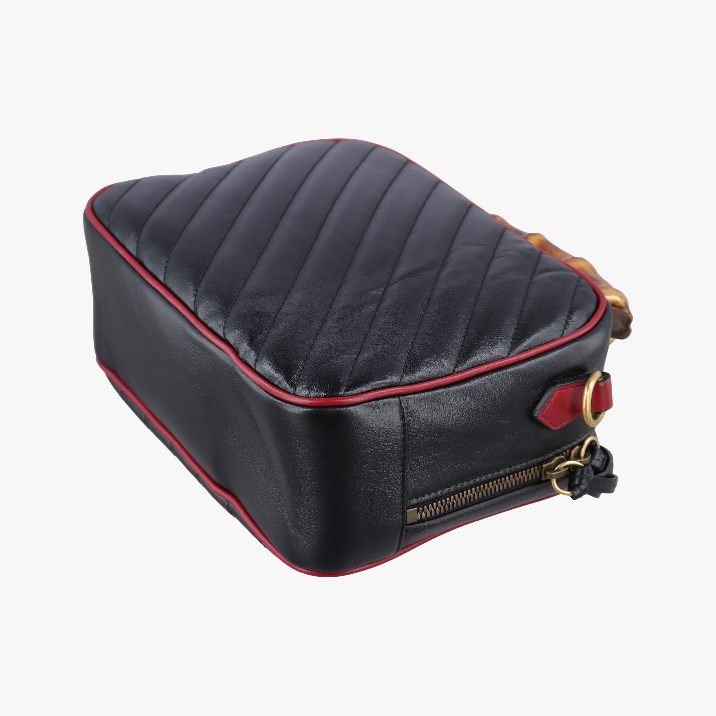 Vintage Gucci GG Marmont Bamboo Top Handle Black×Red Leather 602270 shoulderbag | stylenewstar