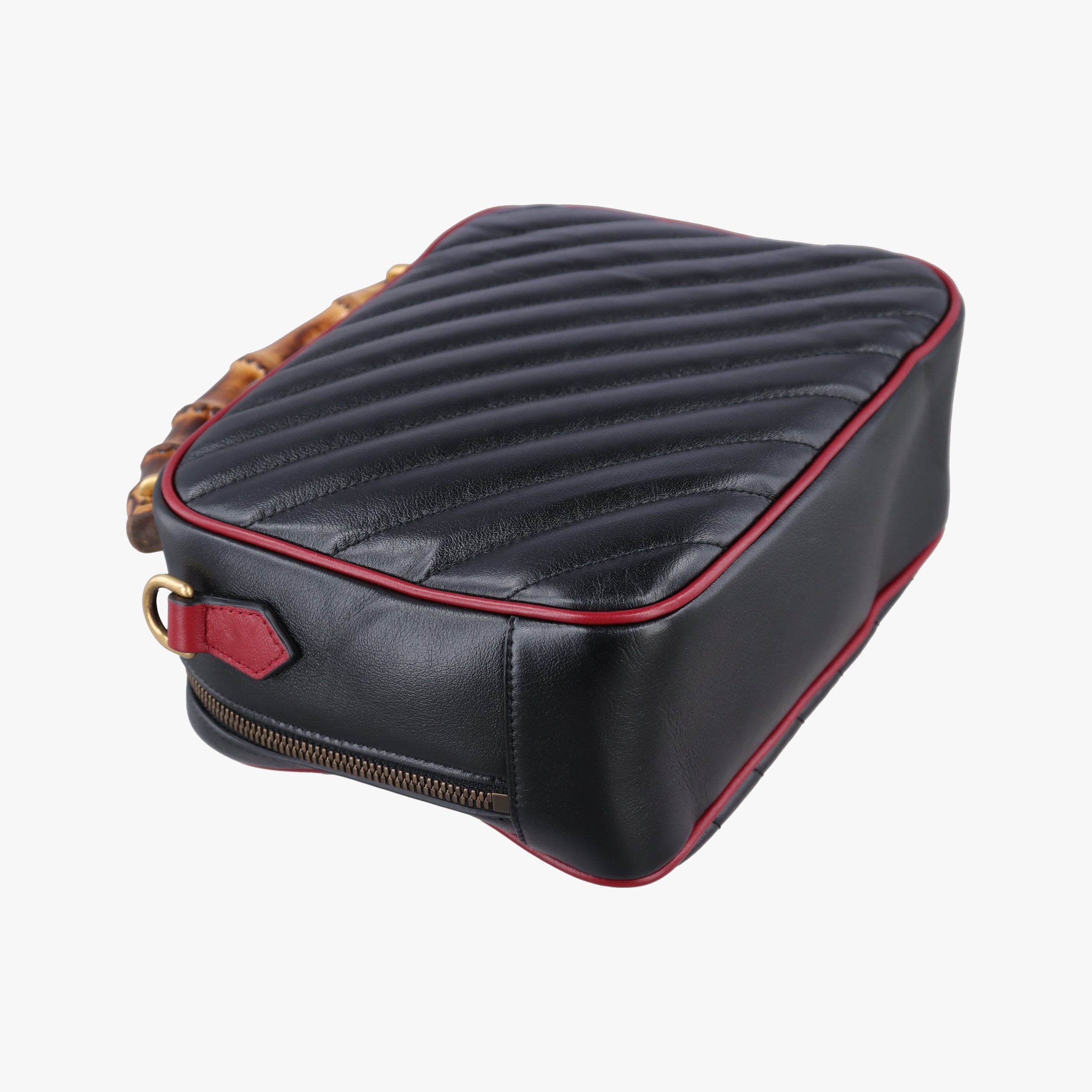 Vintage Gucci GG Marmont Bamboo Top Handle Black×Red Leather 602270 shoulderbag | stylenewstar