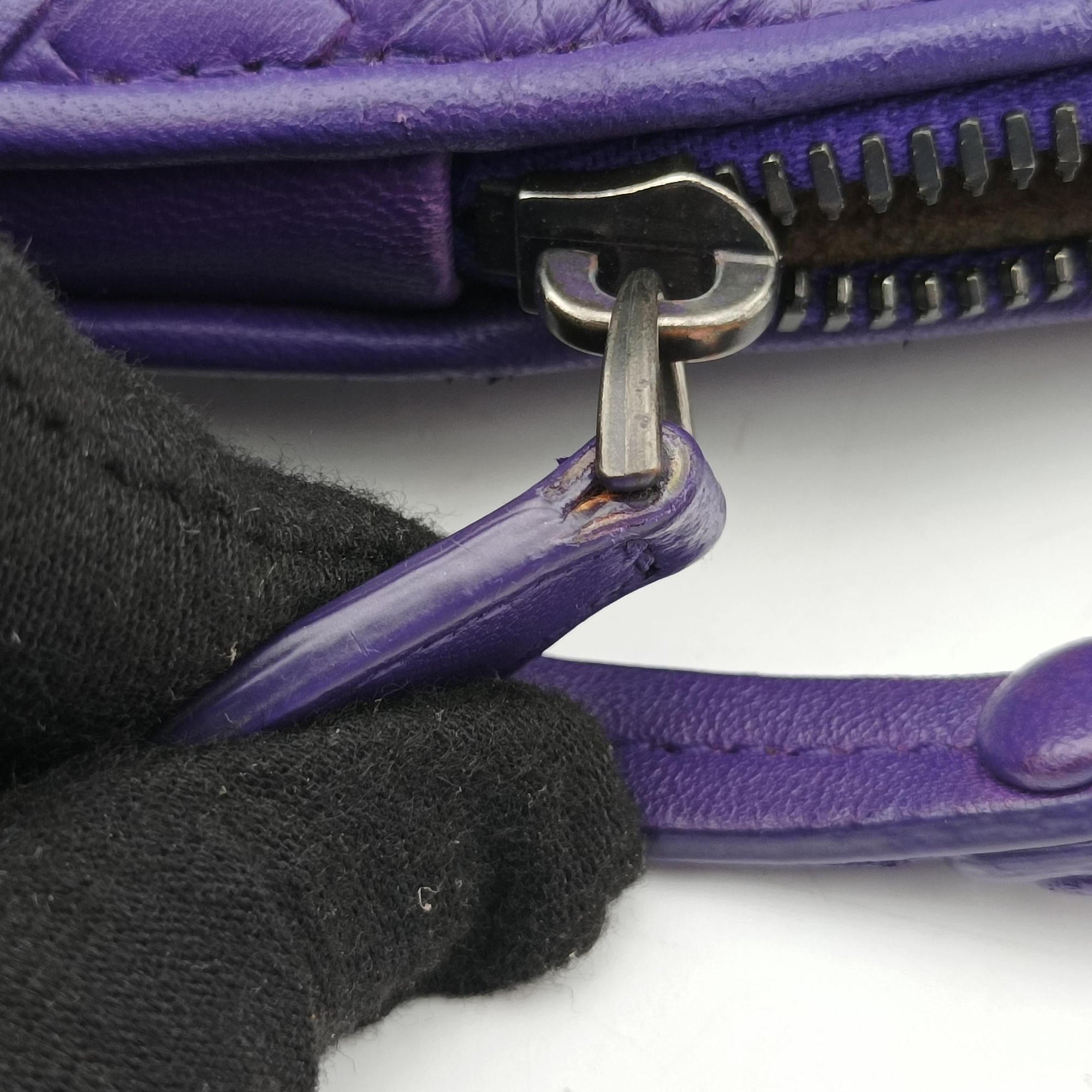Pre-owned Bottega Veneta NODINI Intrecciato Purple lambskin  shoulderbag | stylenewstar