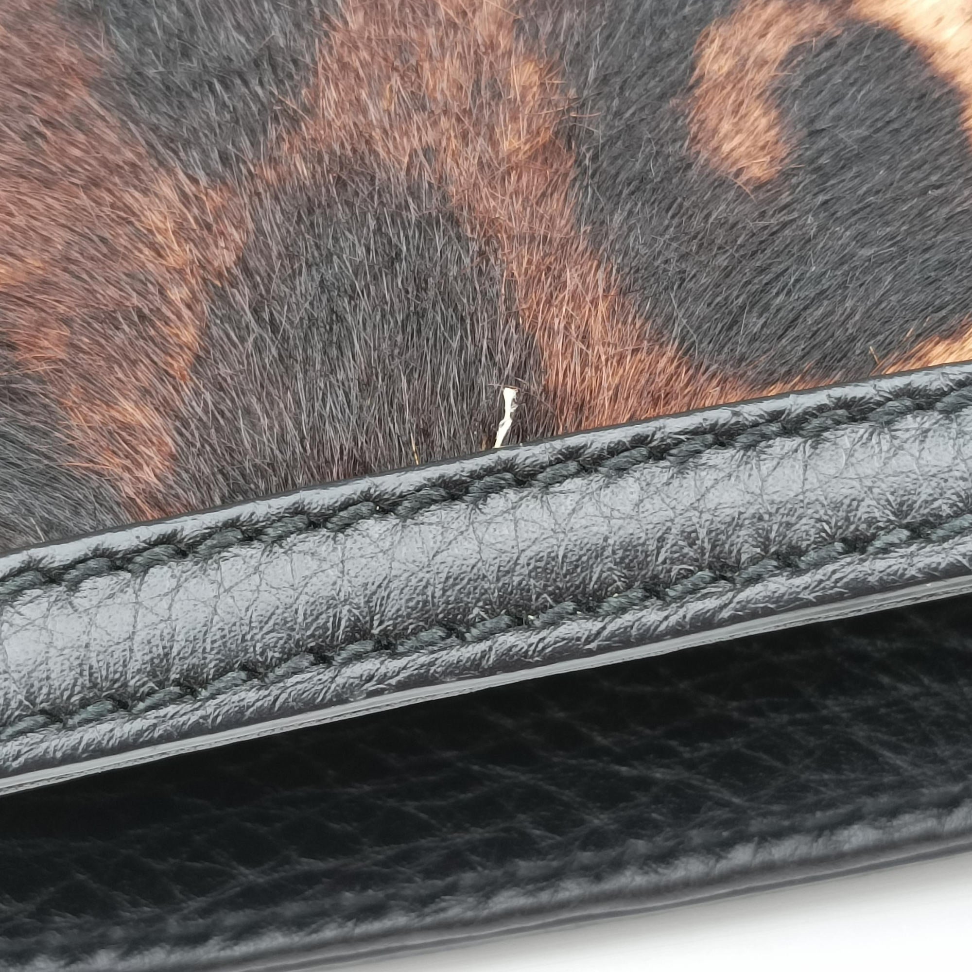 Pre-owned Gucci bamboo shopper Leopard Print Brown×Multicolour ponyhair×leather 323658 shoulderbag | stylenewstar