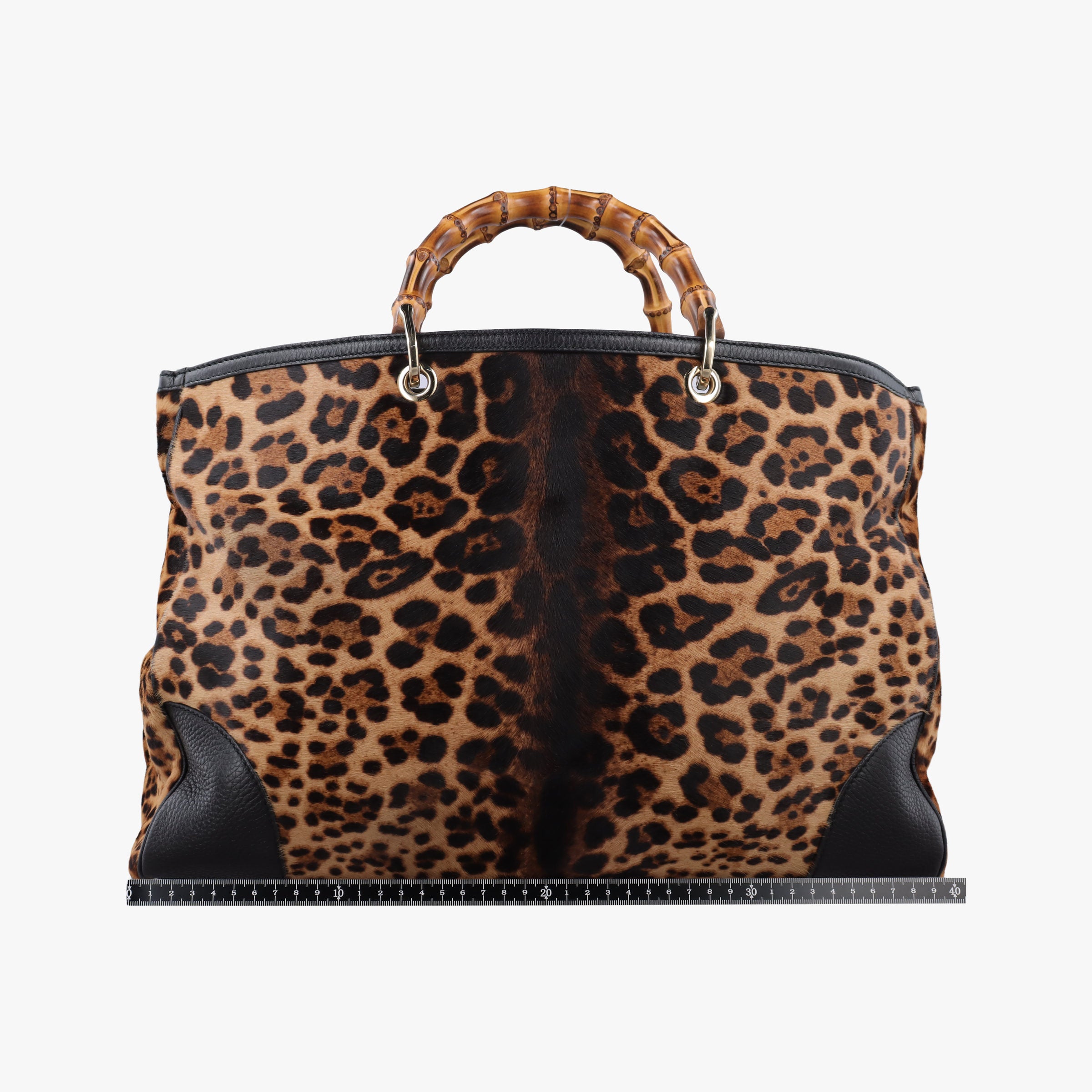 Pre-owned Gucci bamboo shopper Leopard Print Brown×Multicolour ponyhair×leather 323658 shoulderbag | stylenewstar