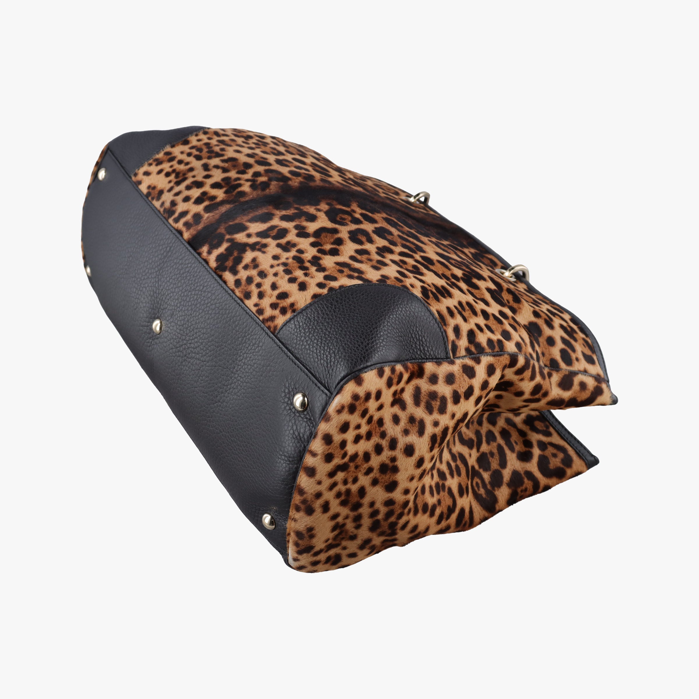Pre-owned Gucci bamboo shopper Leopard Print Brown×Multicolour ponyhair×leather 323658 shoulderbag | stylenewstar